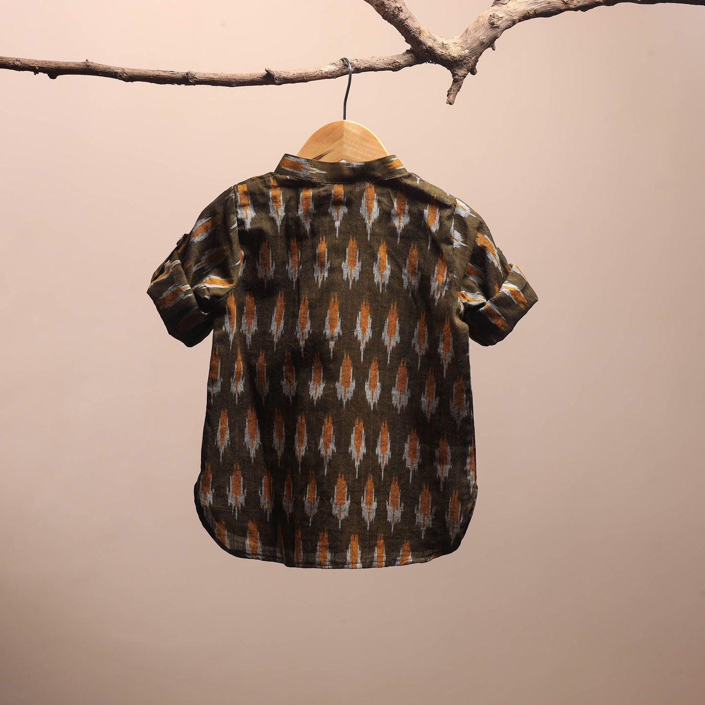 Green - pochampally ikat cotton kids kurta (6-12 months) 05