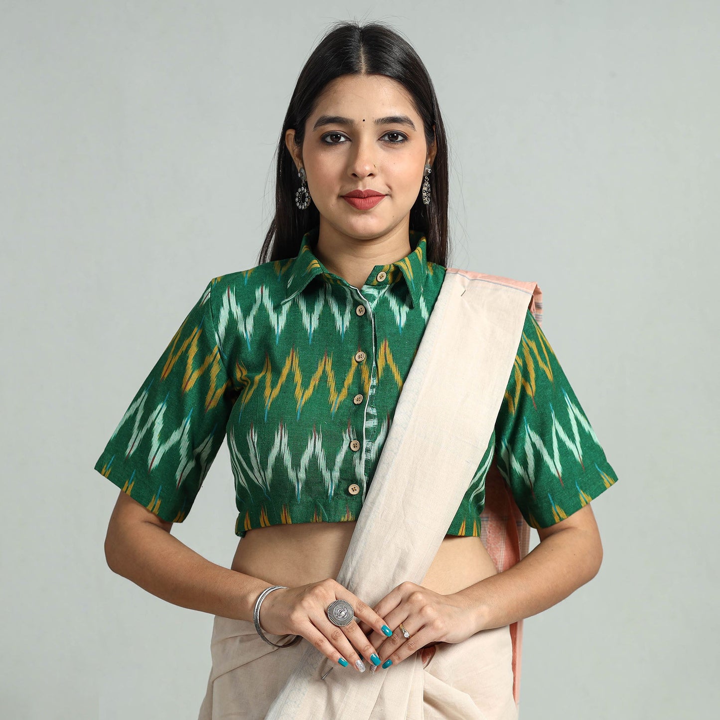 Buy Pochampally Ikat Cotton Stitched Blouse 24