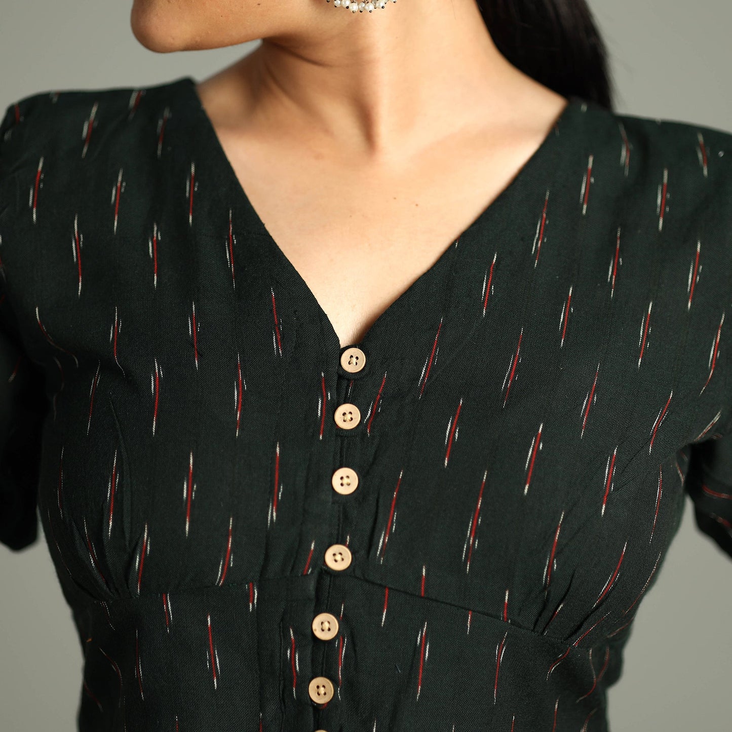 Green - pochampally ikat cotton stitched blouse