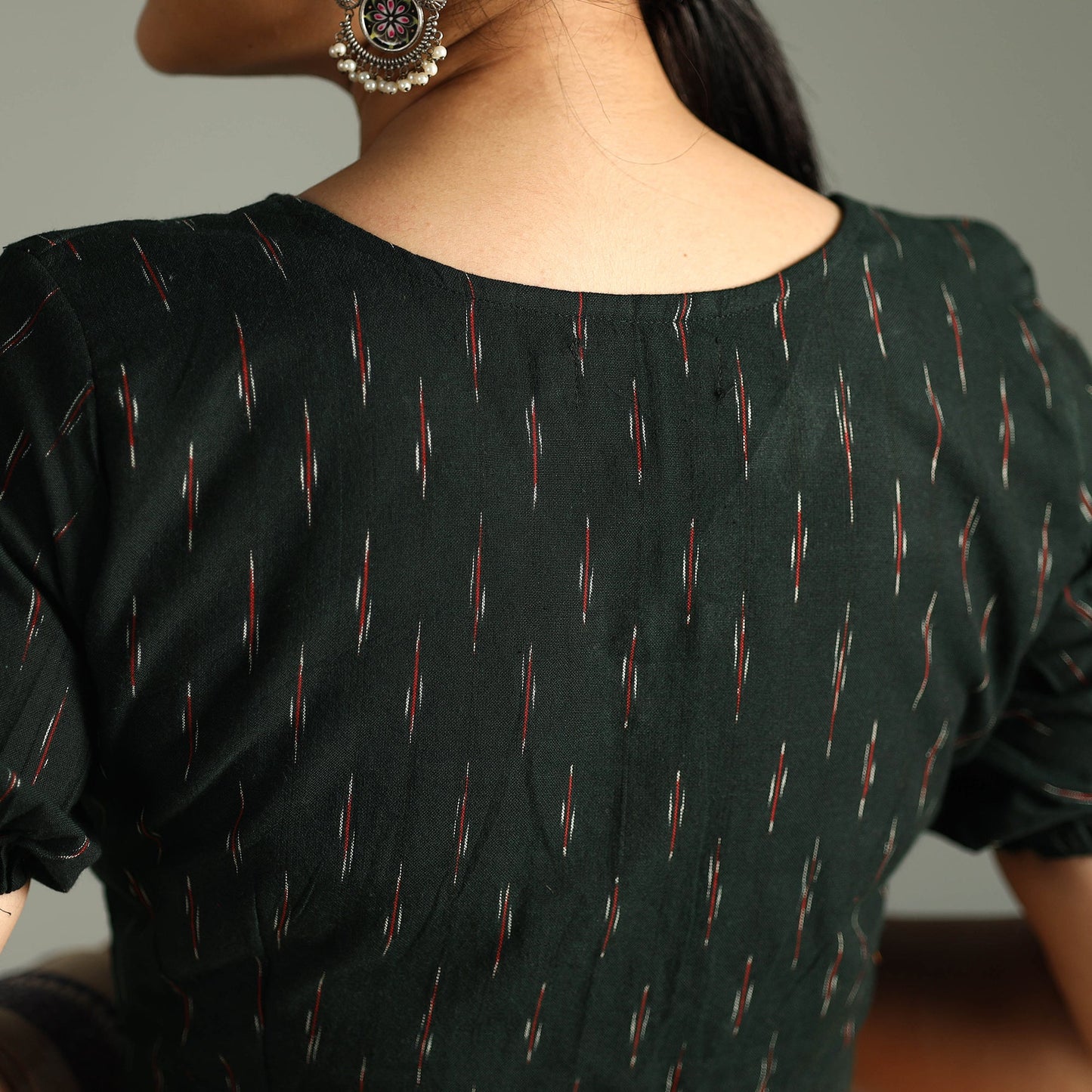 Green - pochampally ikat cotton stitched blouse