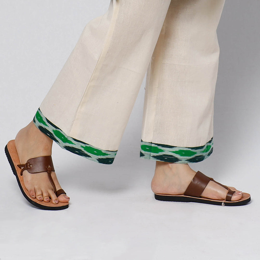 Buy Pochampally Ikat Weave Cotton Kurta with Palazzo & Dupatta Set Online l iTokri.com