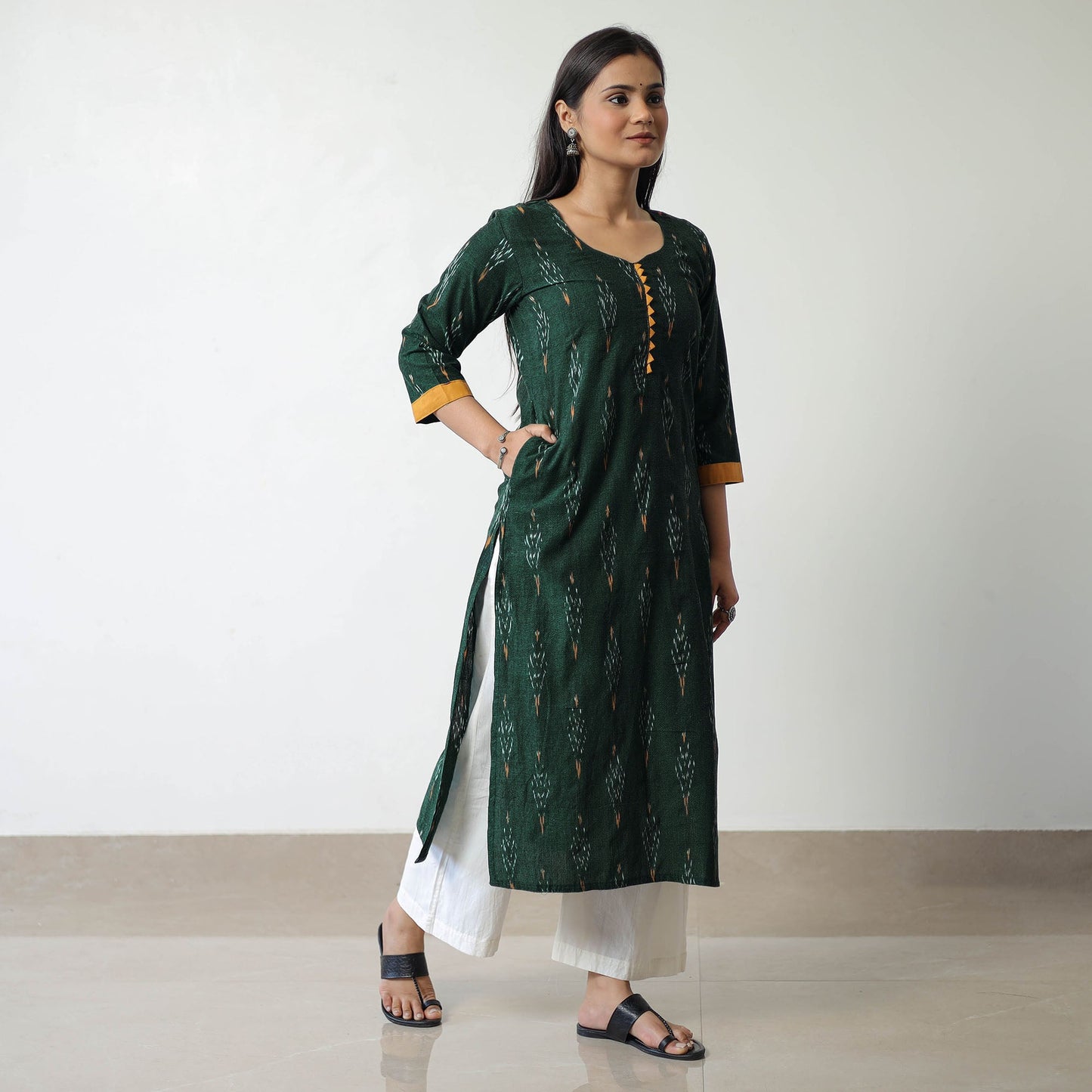 Pochampally Ikat Weave Cotton Straight Kurta 05