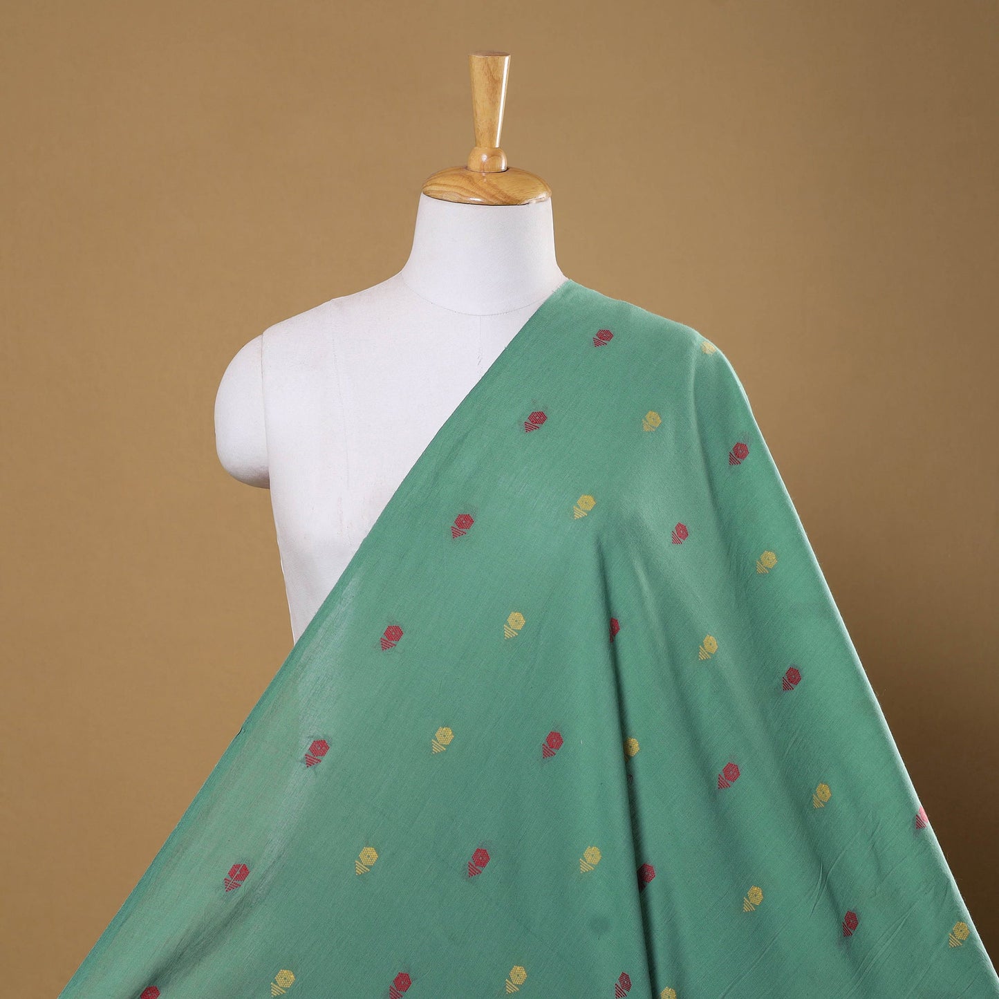 Green - prewashed cotton jacquard fabric 49 - handcrafted