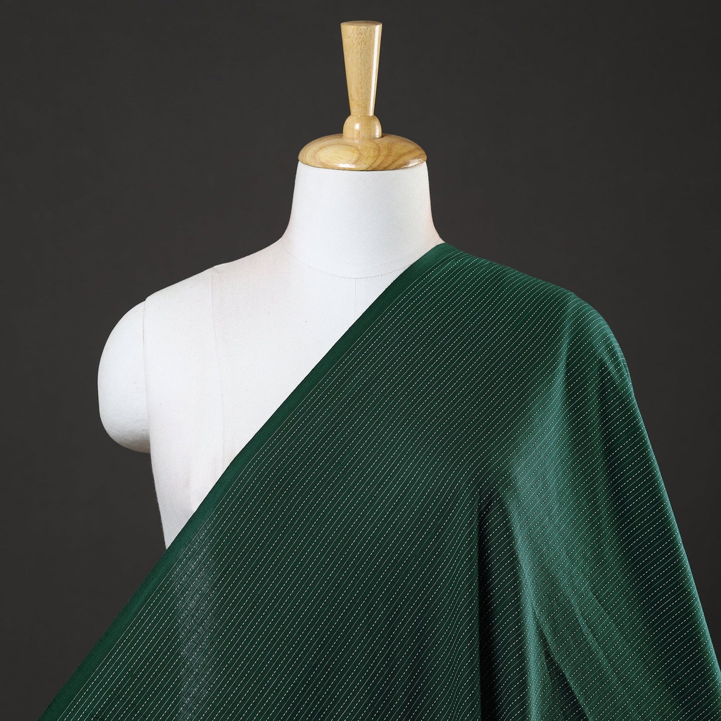 Green Prewashed Running Stitch Plain Cotton Fabric