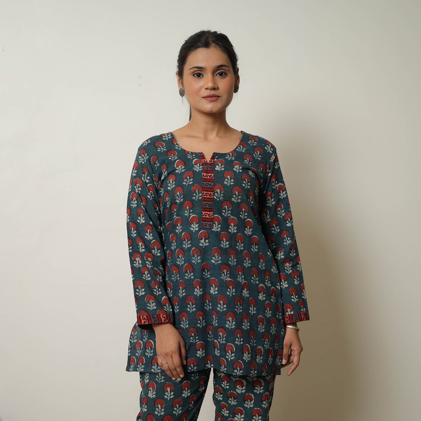 Green - Block Printed Cotton Bagru Co-Ord Set 10