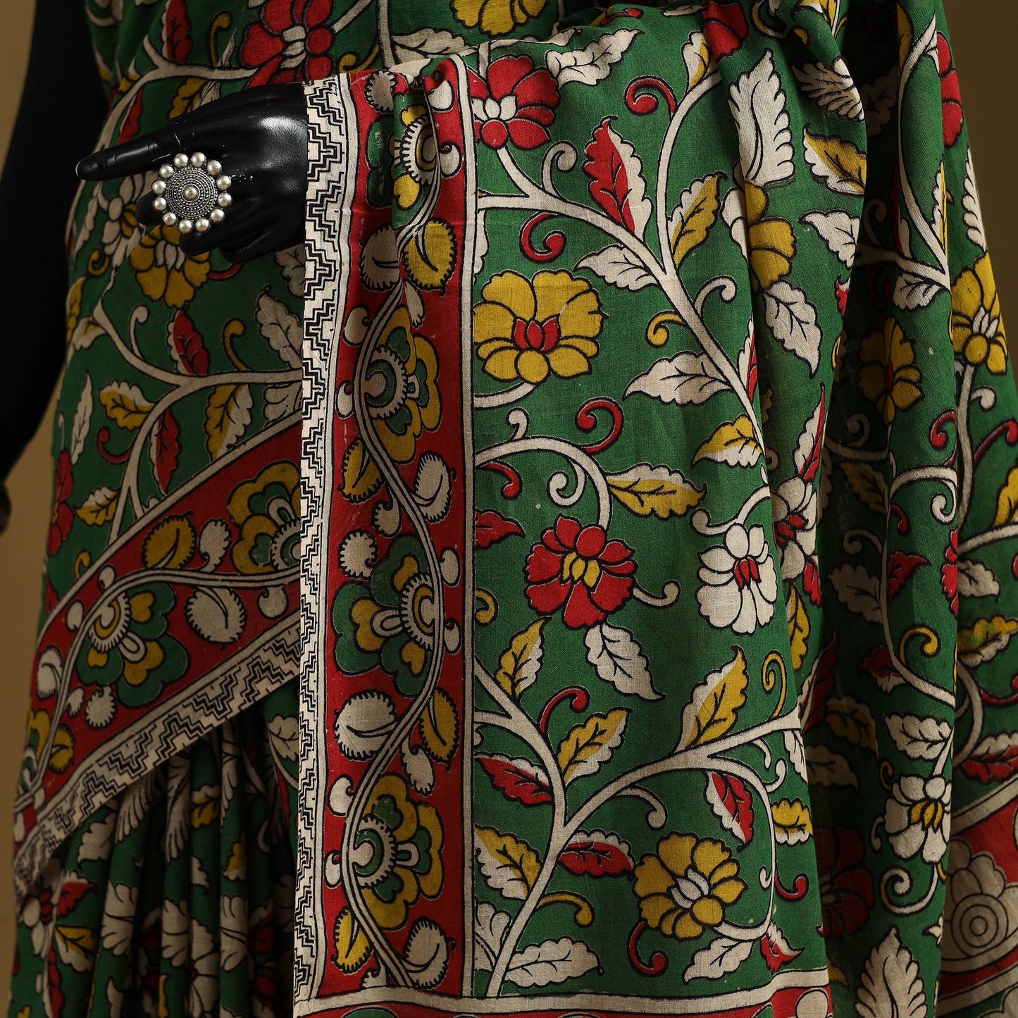 Printed cotton kalamkari saree 29 - handcrafted