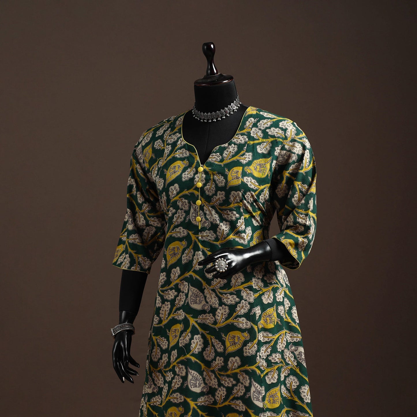 Printed cotton a-line kalamkari kurta for women 02