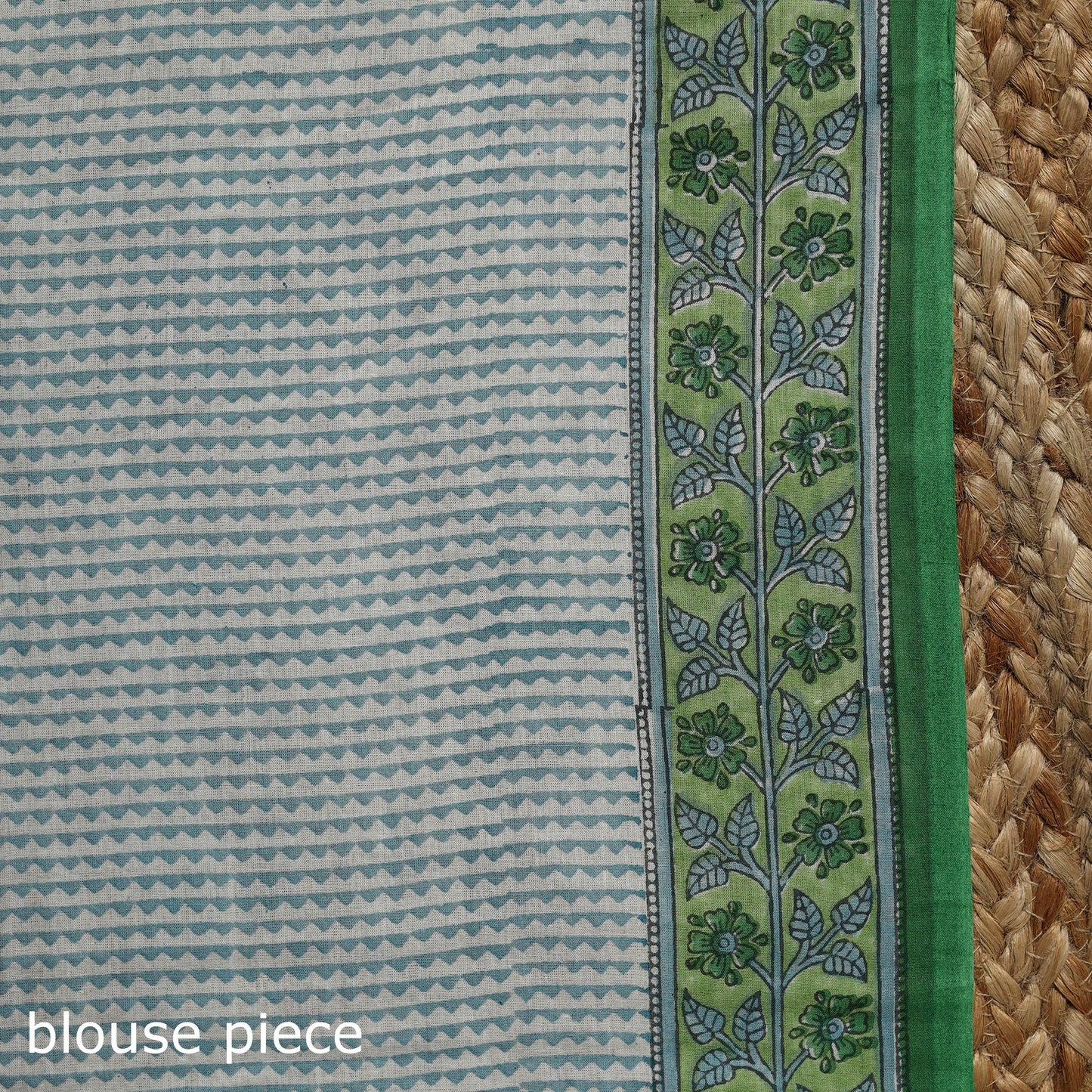 Green - printed mul cotton sanganeri saree - handcrafted