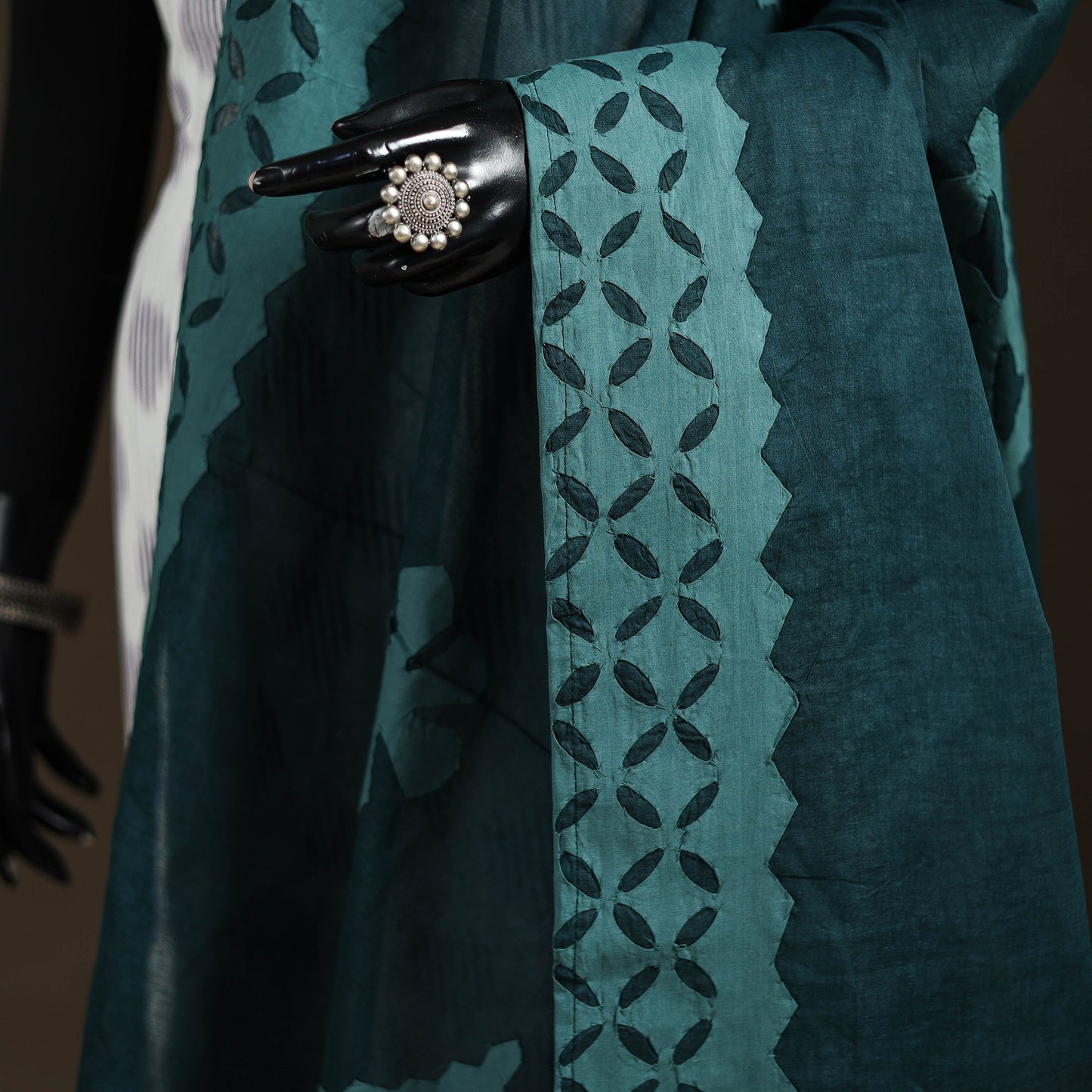 Pure cotton barmer cutwork applique dupatta 12 - handcrafted