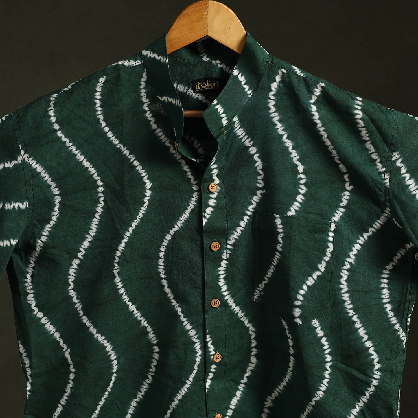 Green - pure cotton half sleeve tie-dye men shibori shirt