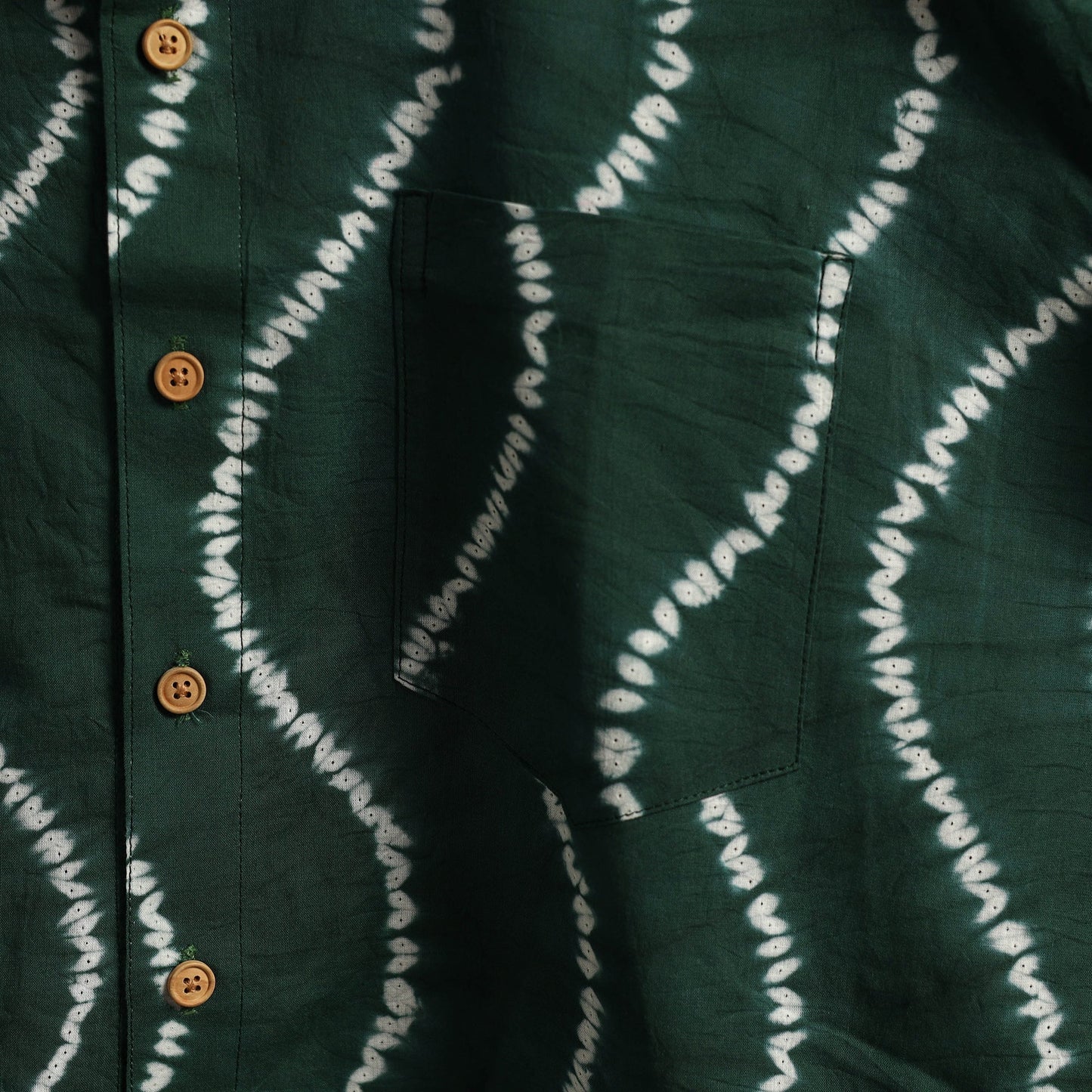 Green - pure cotton half sleeve tie-dye men shibori shirt