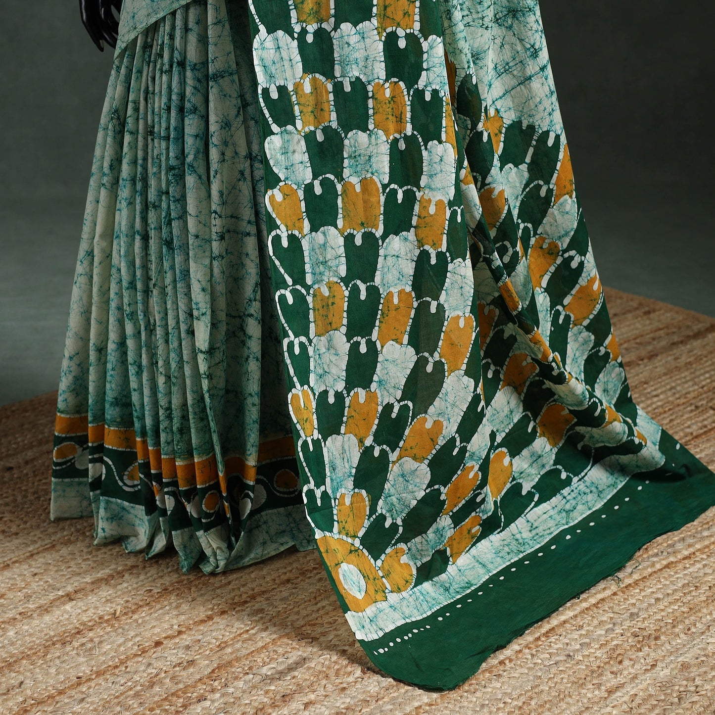 Pure mul cotton hand block batik print saree 02