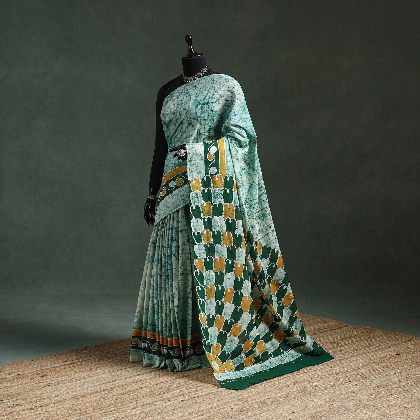 Pure mul cotton hand block batik print saree 02