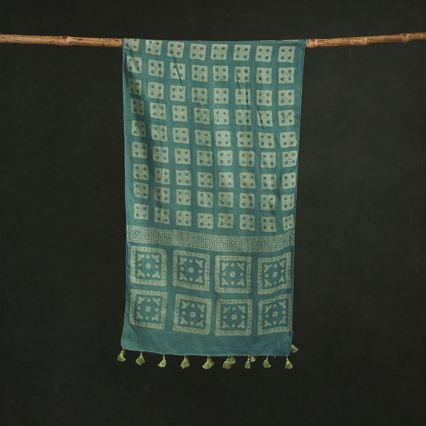 Pure mul cotton kutch hand block batik print stole