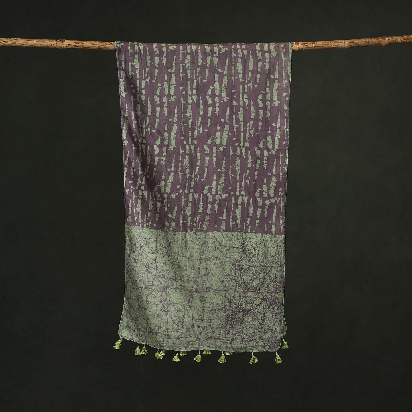 Pure mul cotton kutch hand block batik print stole