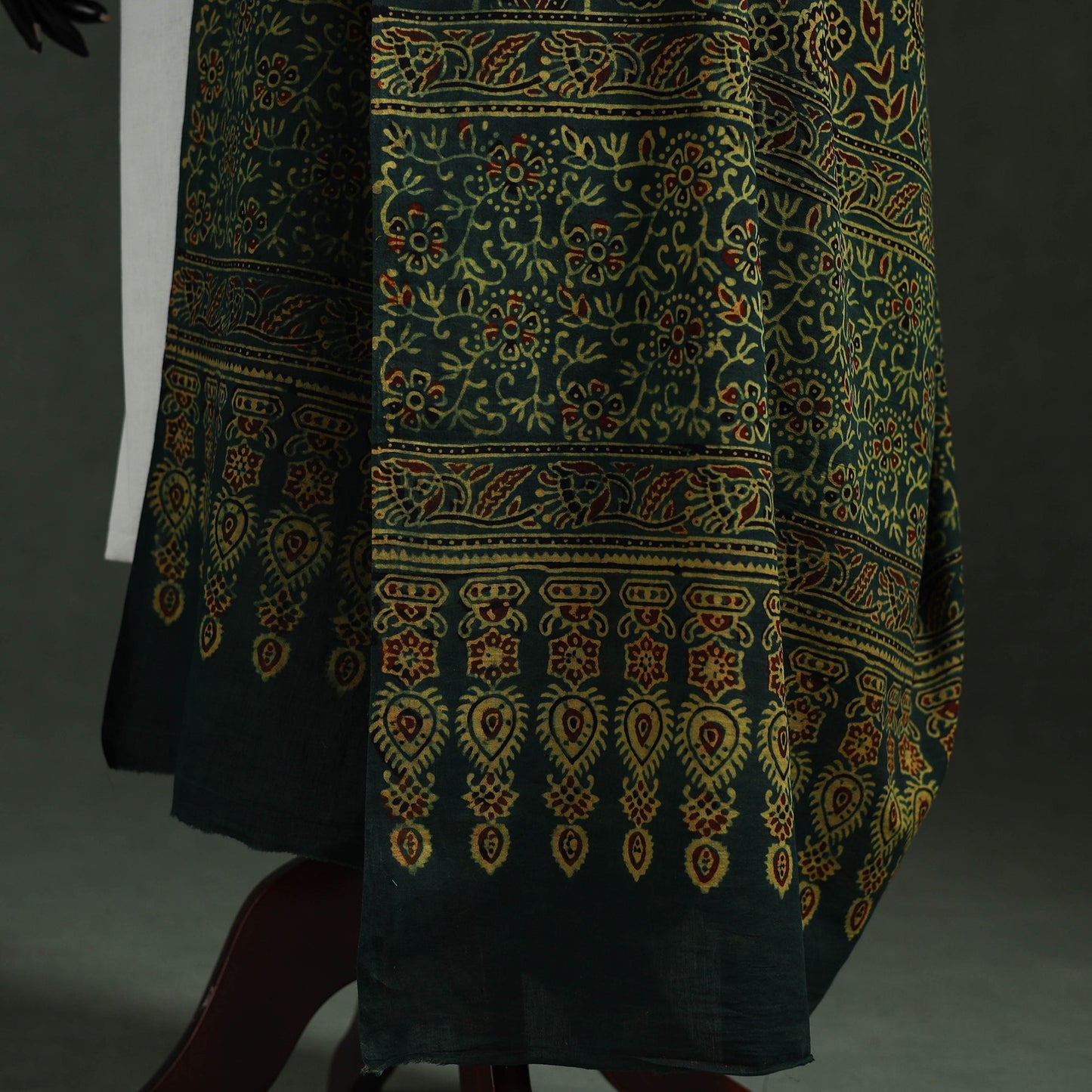 Green - pure mul cotton kutch hand block print natural dyed
