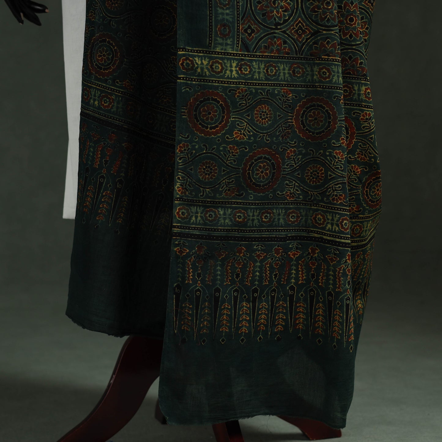 Green - pure mul cotton kutch hand block print natural dyed