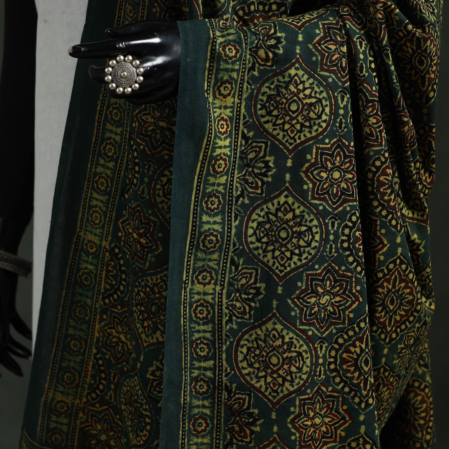 Green - pure mul cotton kutch hand block print natural dyed