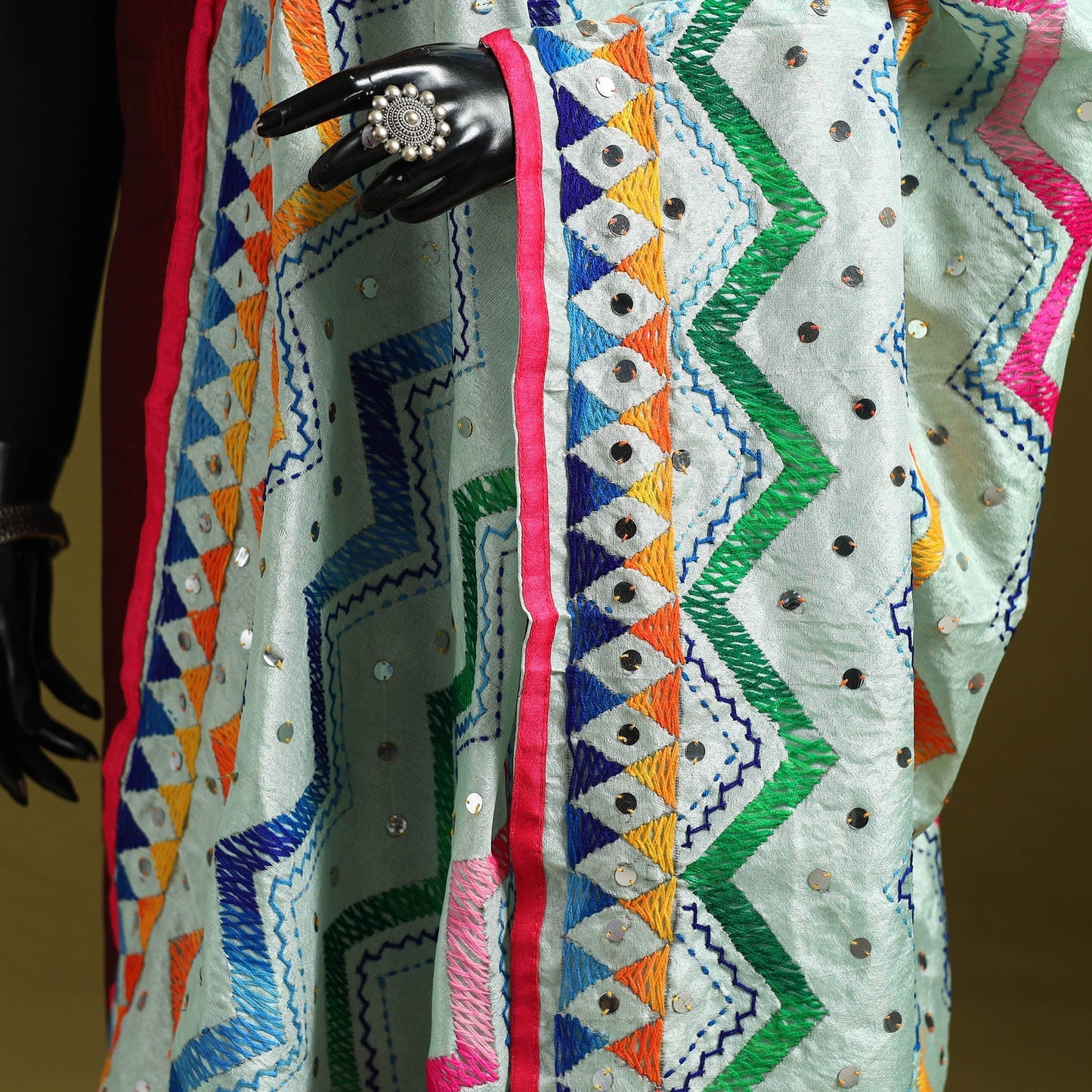 Ranihati chanderi silk zig zag hand embroidery dupatta 27