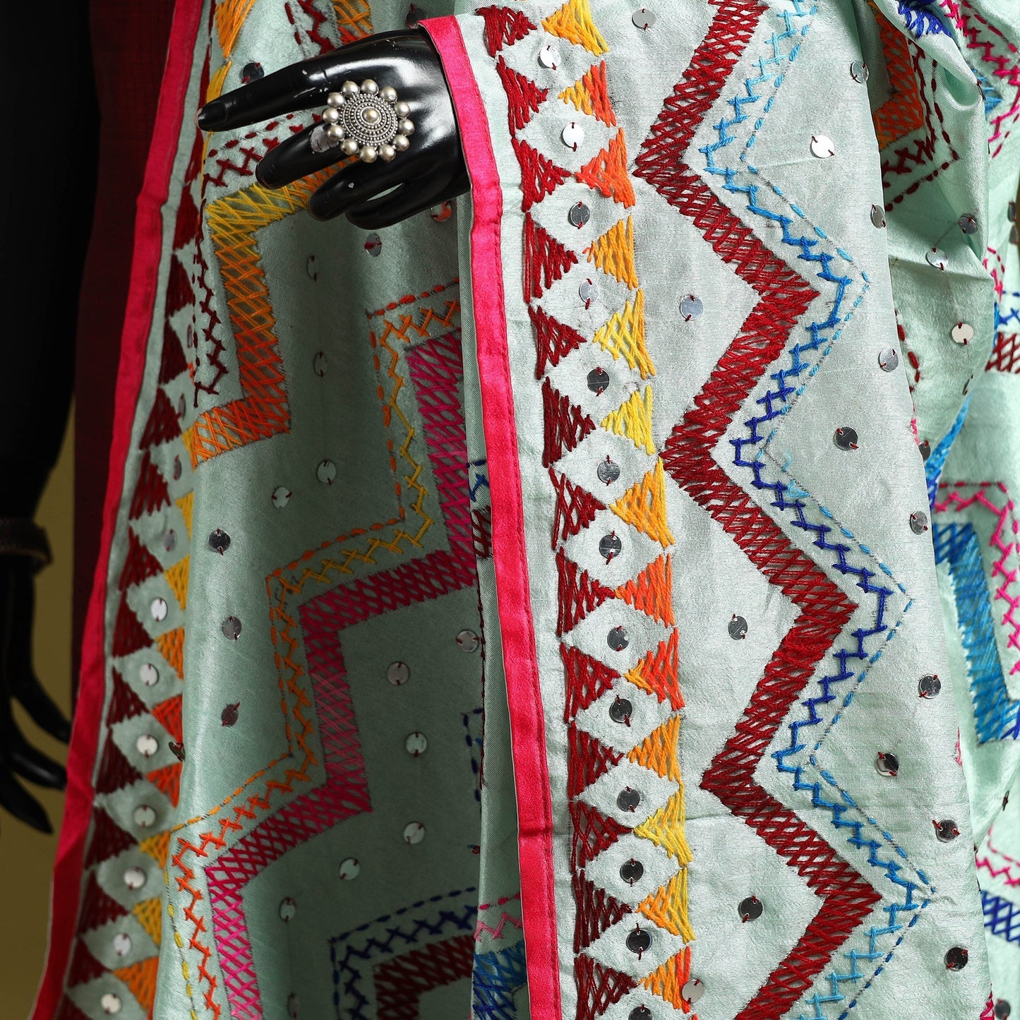 Ranihati chanderi silk zig zag hand embroidery dupatta 29