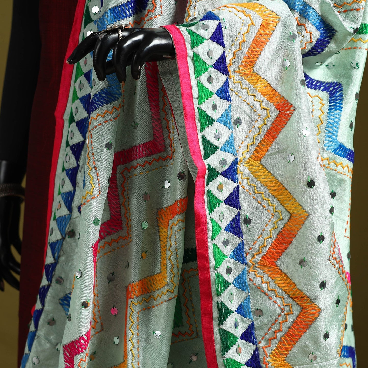 Ranihati chanderi silk zig zag hand embroidery dupatta 48