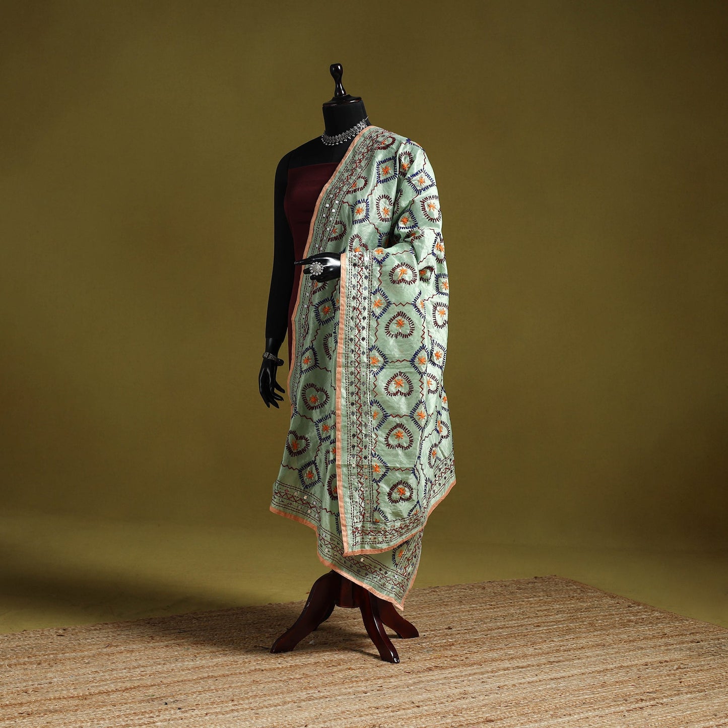 Ranihati chapa work chanderi silk hand embroidery dupatta