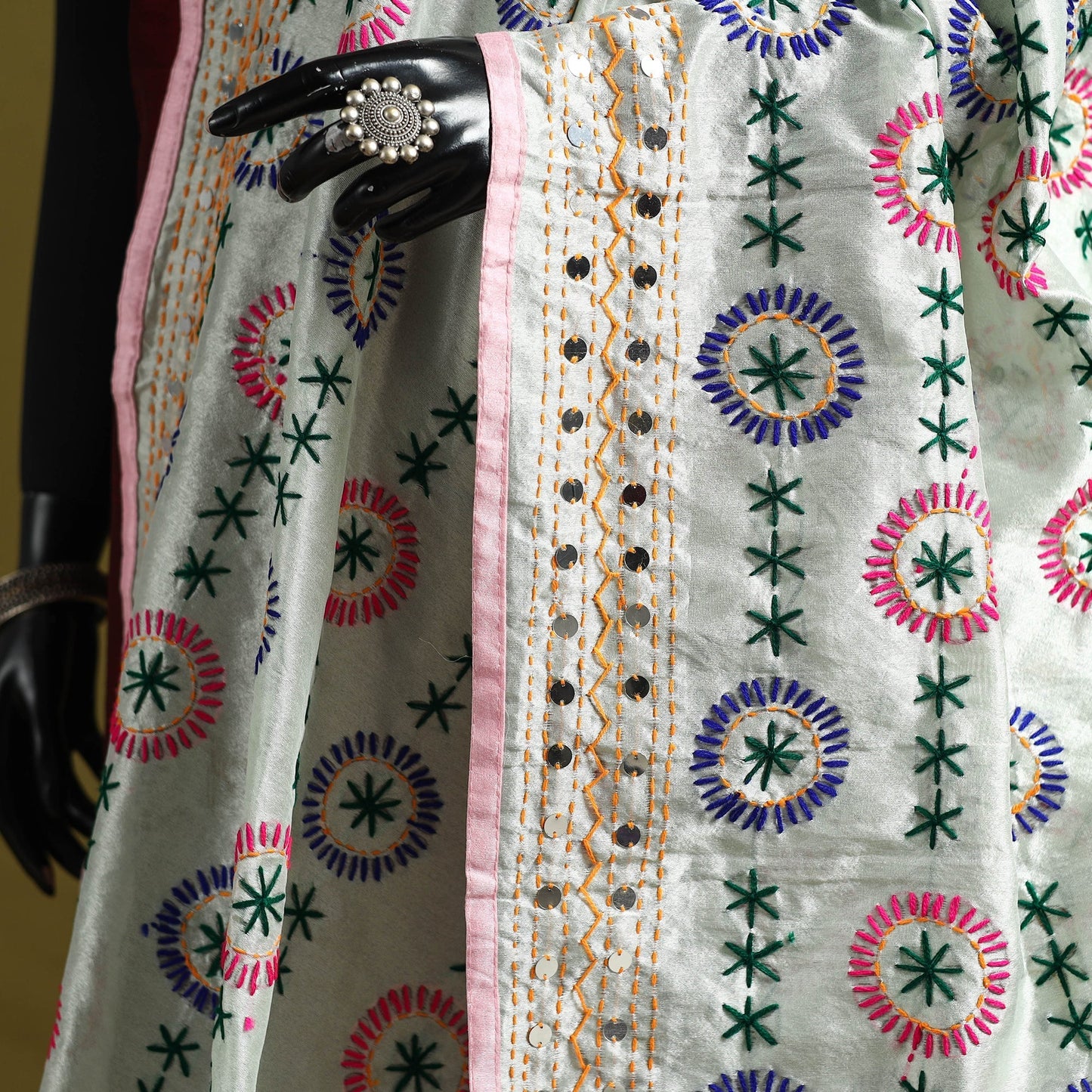 Ranihati chapa work chanderi silk hand embroidery dupatta