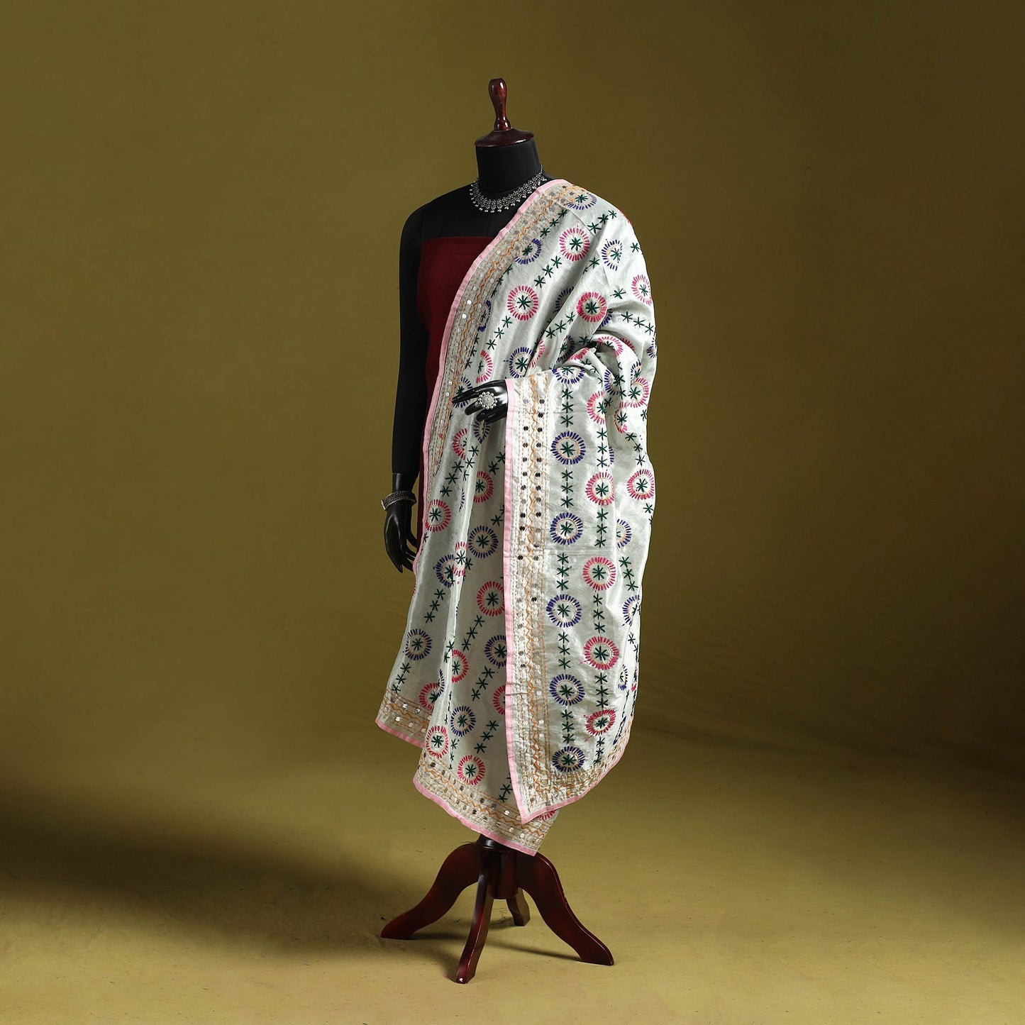Ranihati chapa work chanderi silk hand embroidery dupatta