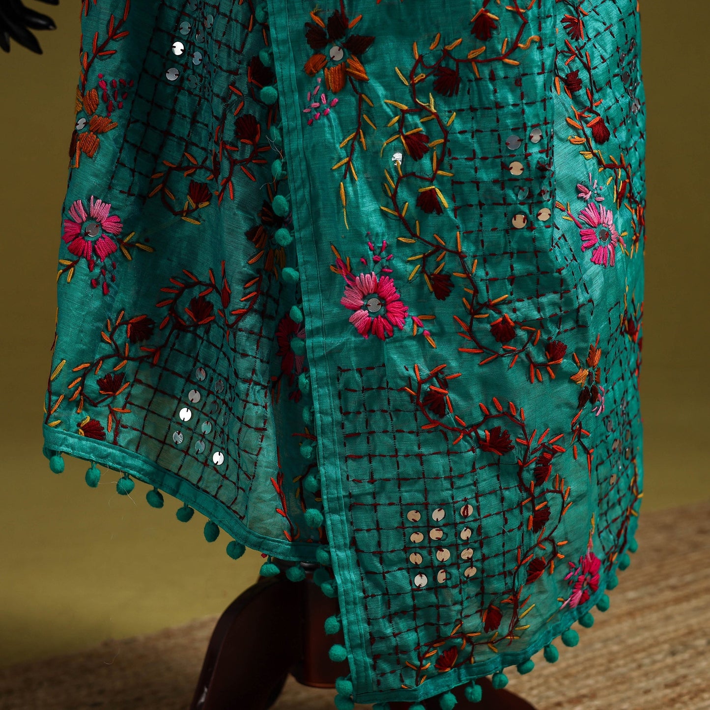 Ranihati chapa work chanderi silk hand embroidery dupatta