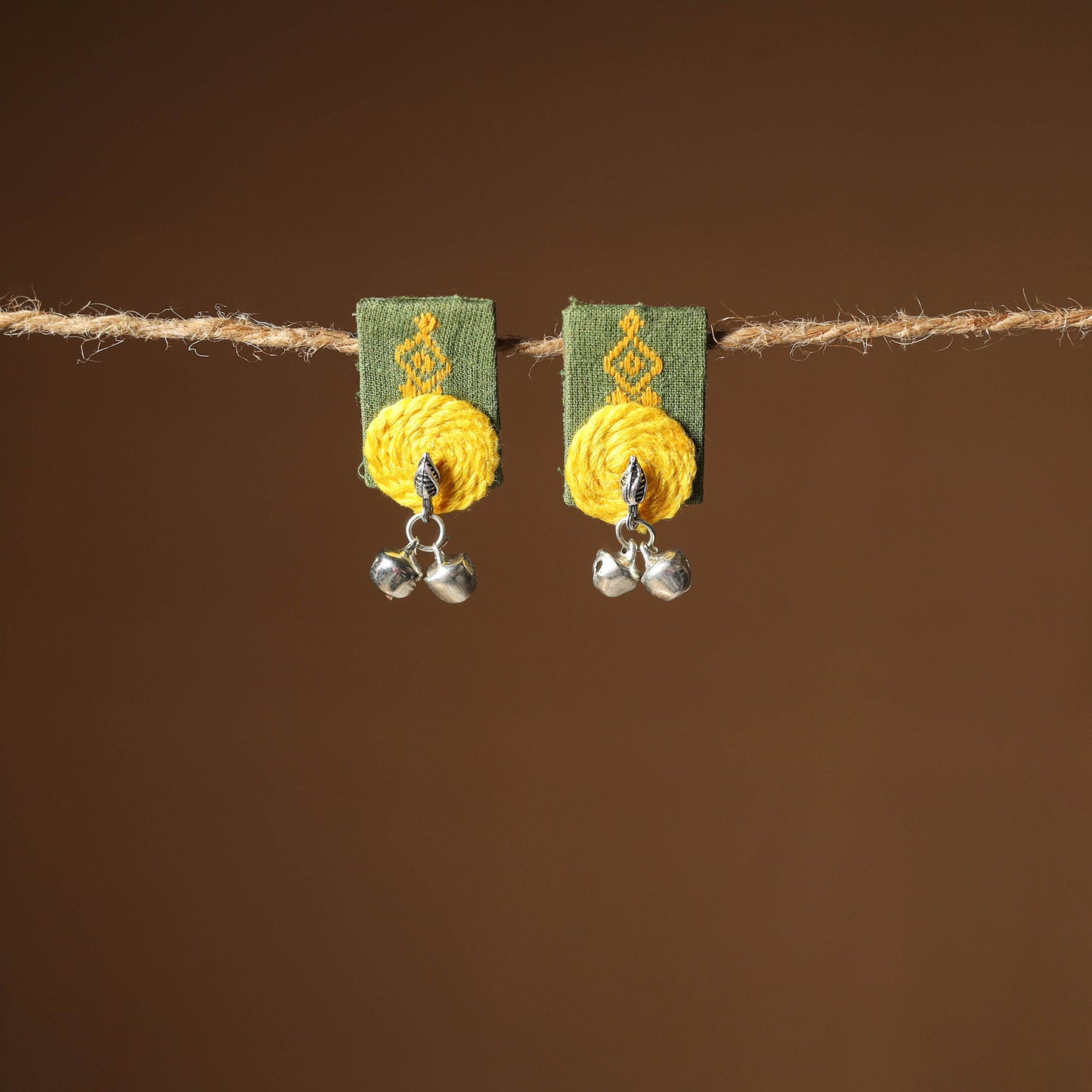 Green Nikhat Thread Work GS Fabart Earrings