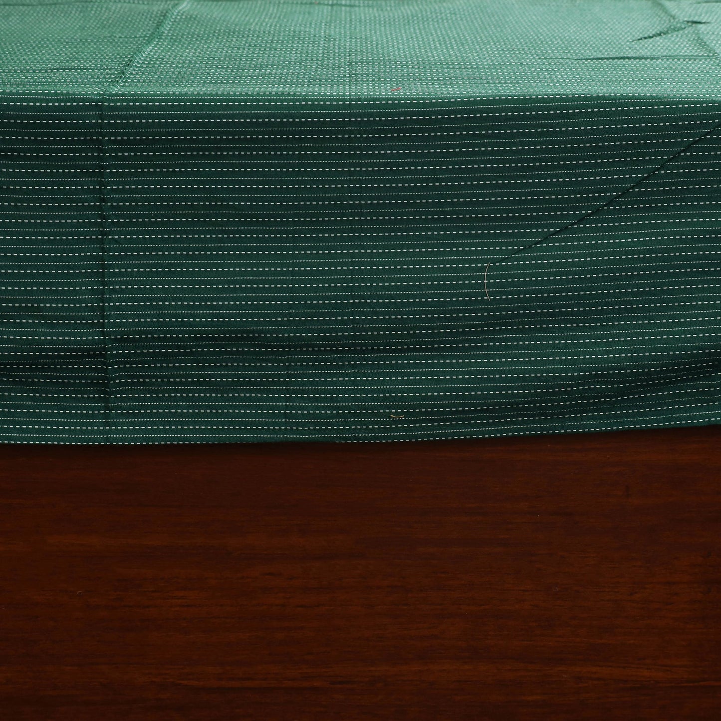 Green Running Stitch with Ajrakh Modal Silk Patch Cotton Bedsheet Set