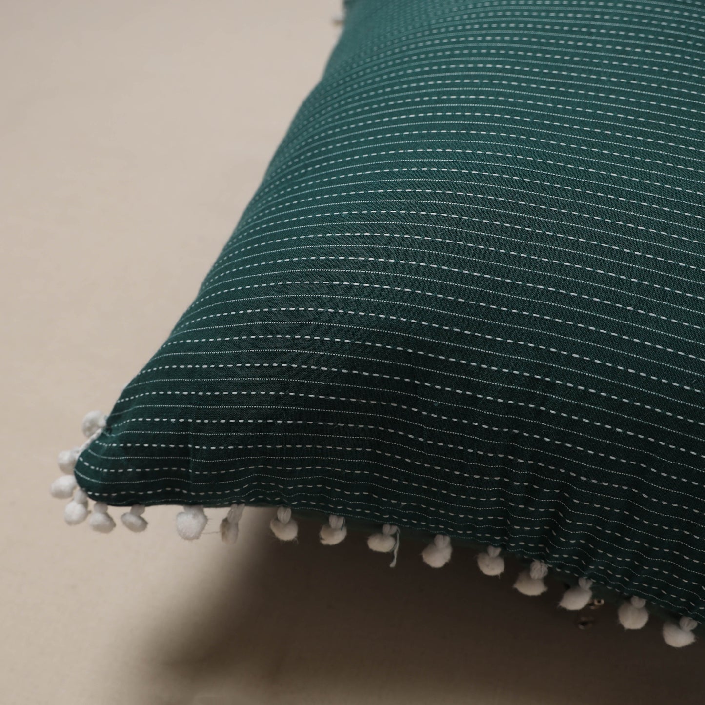 Running stitch plain cushion cover 55 - handcrafted