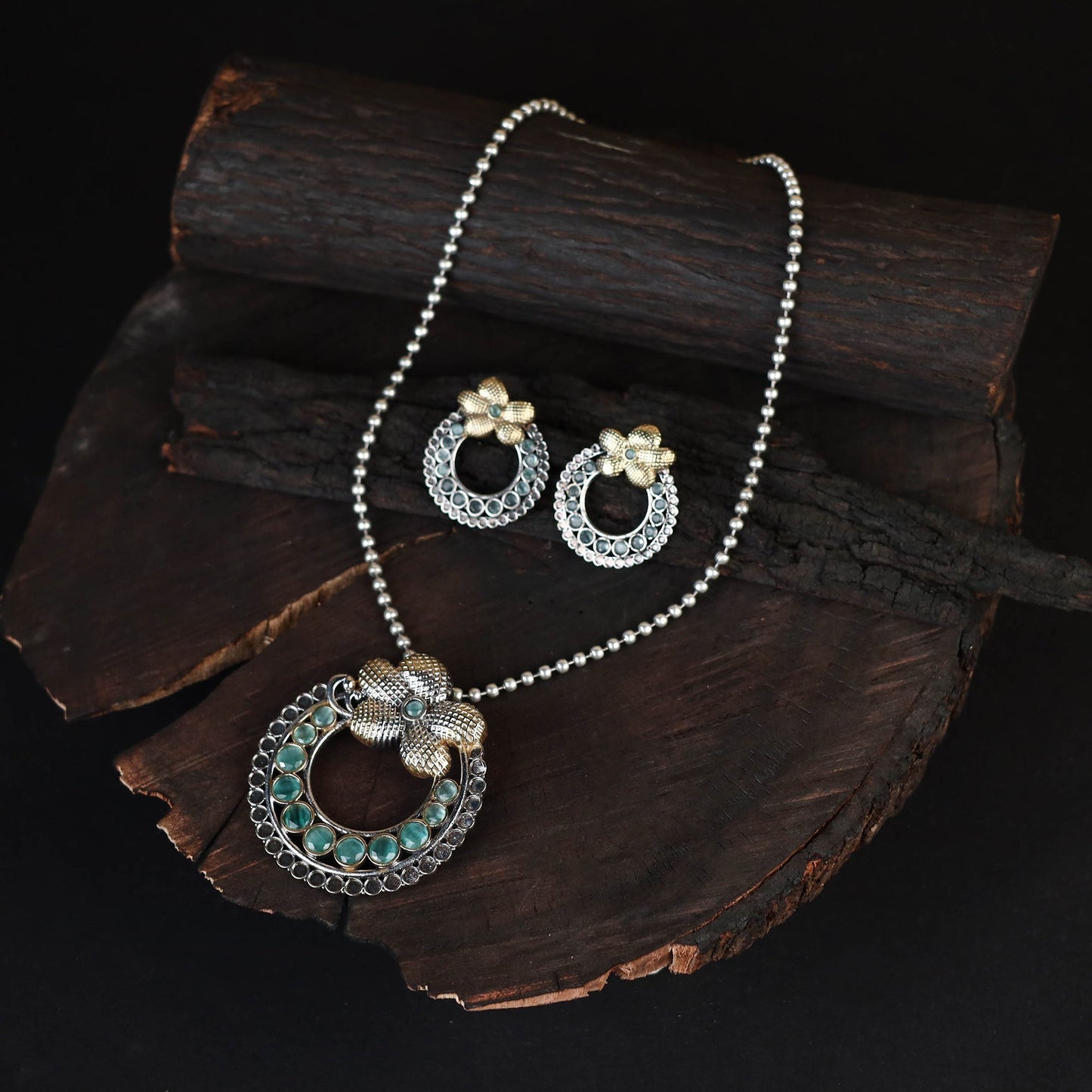 Saanjh Saaj Classic German Silver Necklace Set