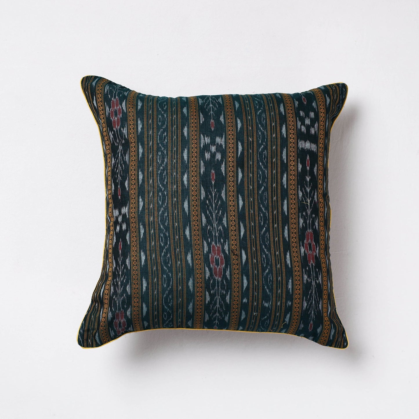 Green Sambalpuri Ikat Cotton Cushion Cover