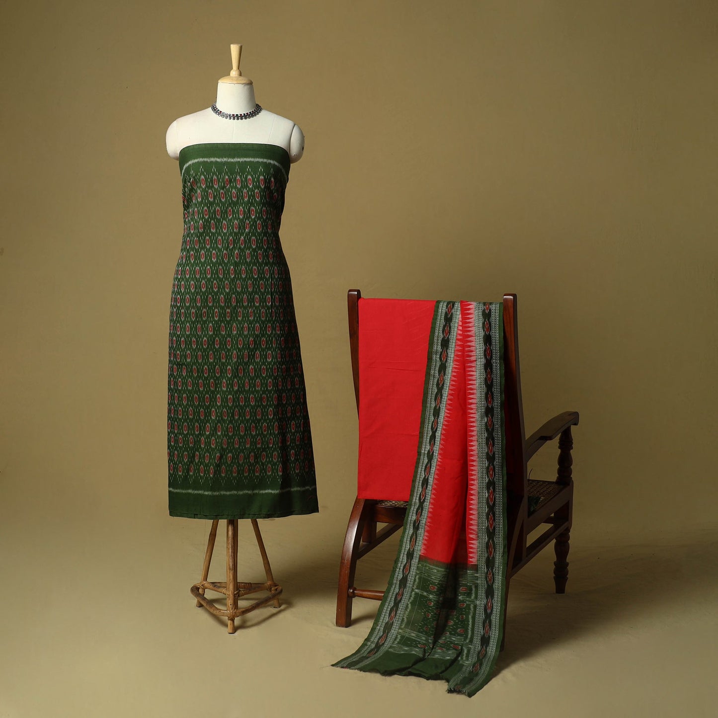 Sambalpuri ikat handloom cotton 3pc unstitched dress