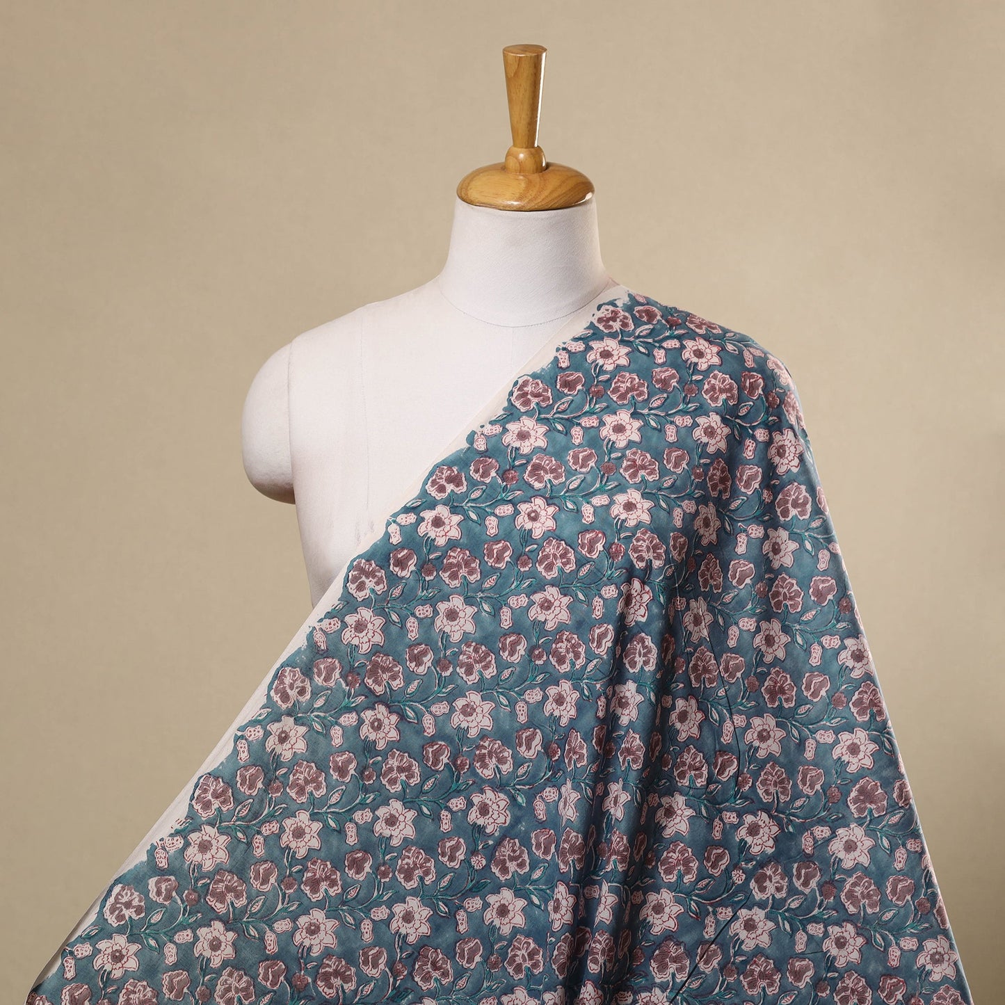 Green Sanganeri Block Print Cotton Fabric