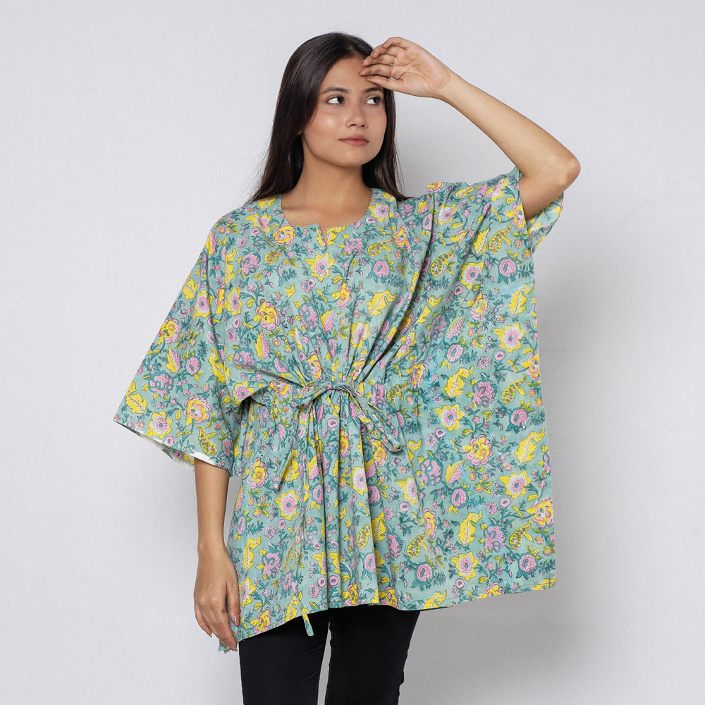 Sanganeri Block Print Cotton Kaftan (Short)