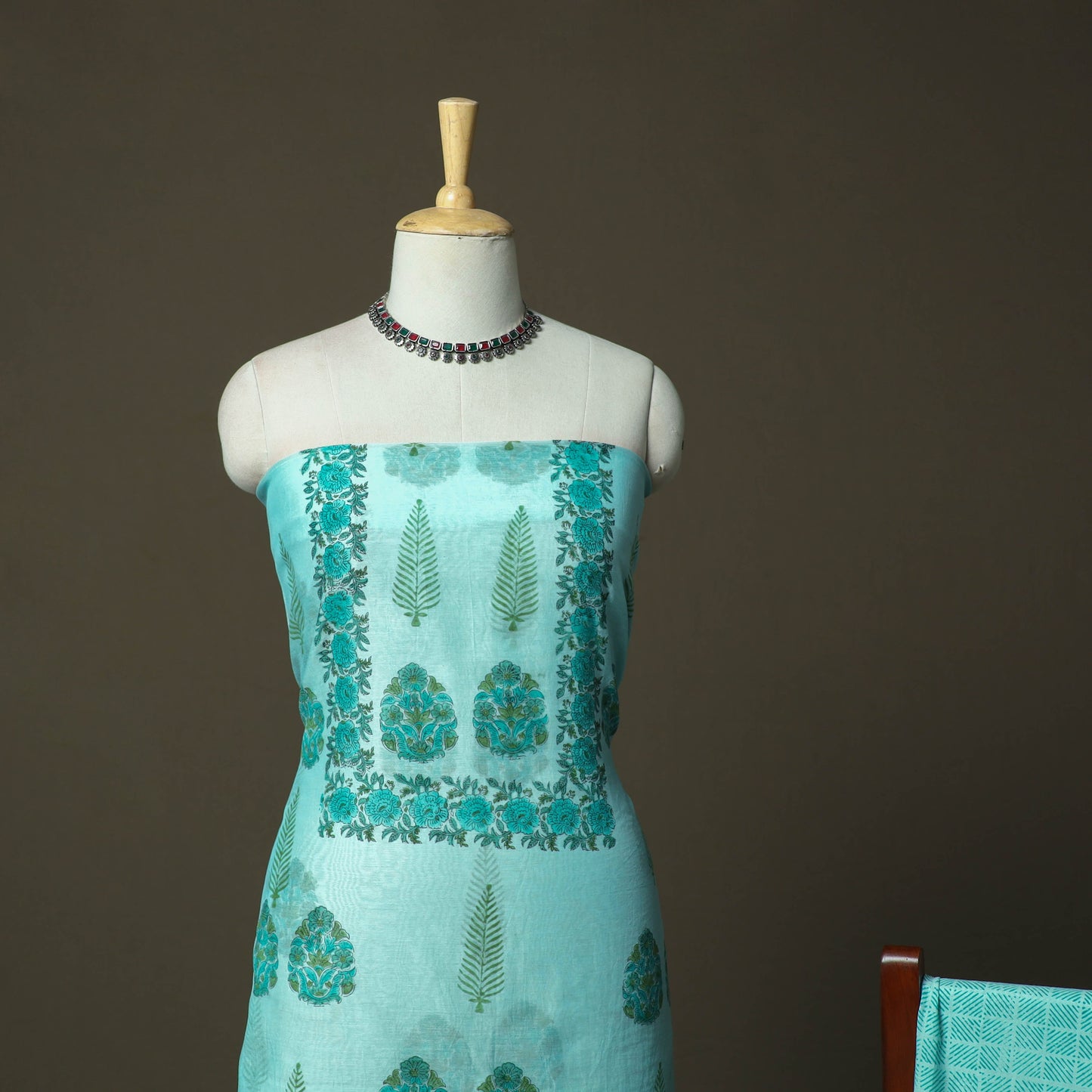 Sanganeri block print mul chanderi handloom 3pc unstitched