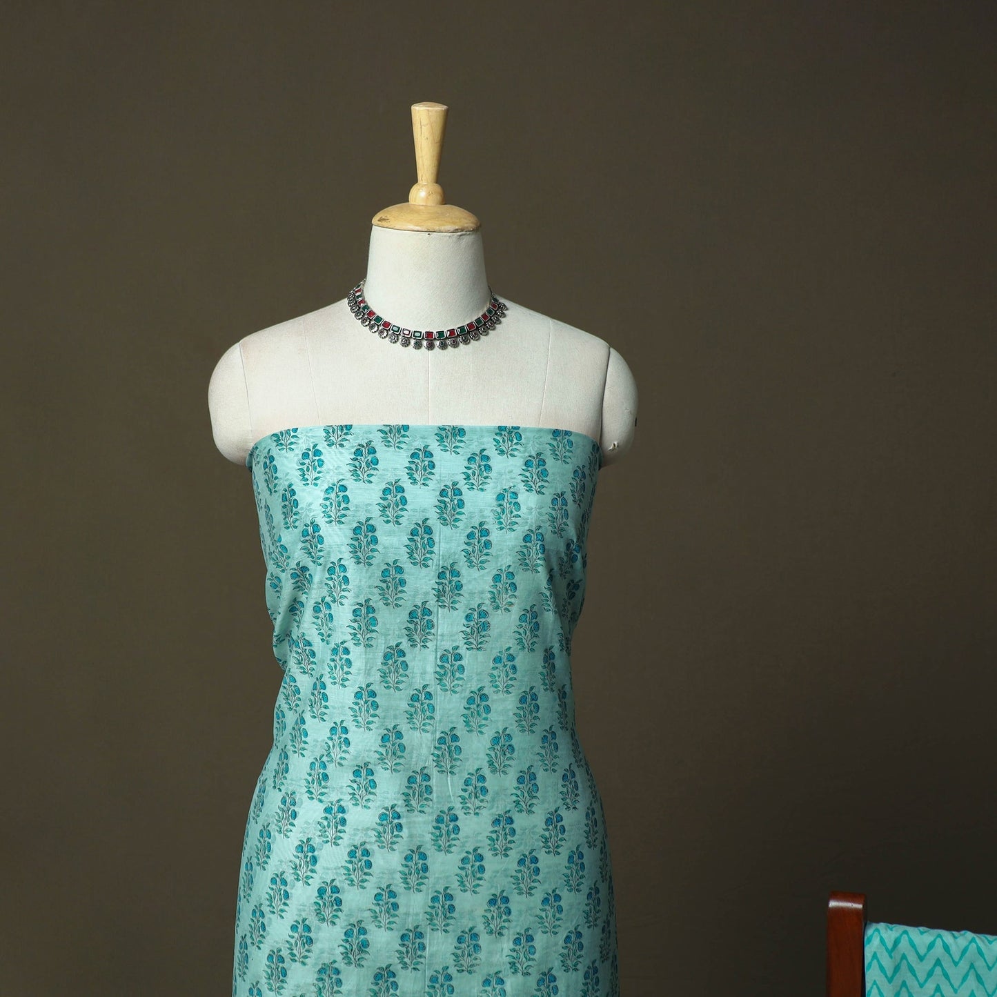 Sanganeri block print mul chanderi handloom 3pc unstitched