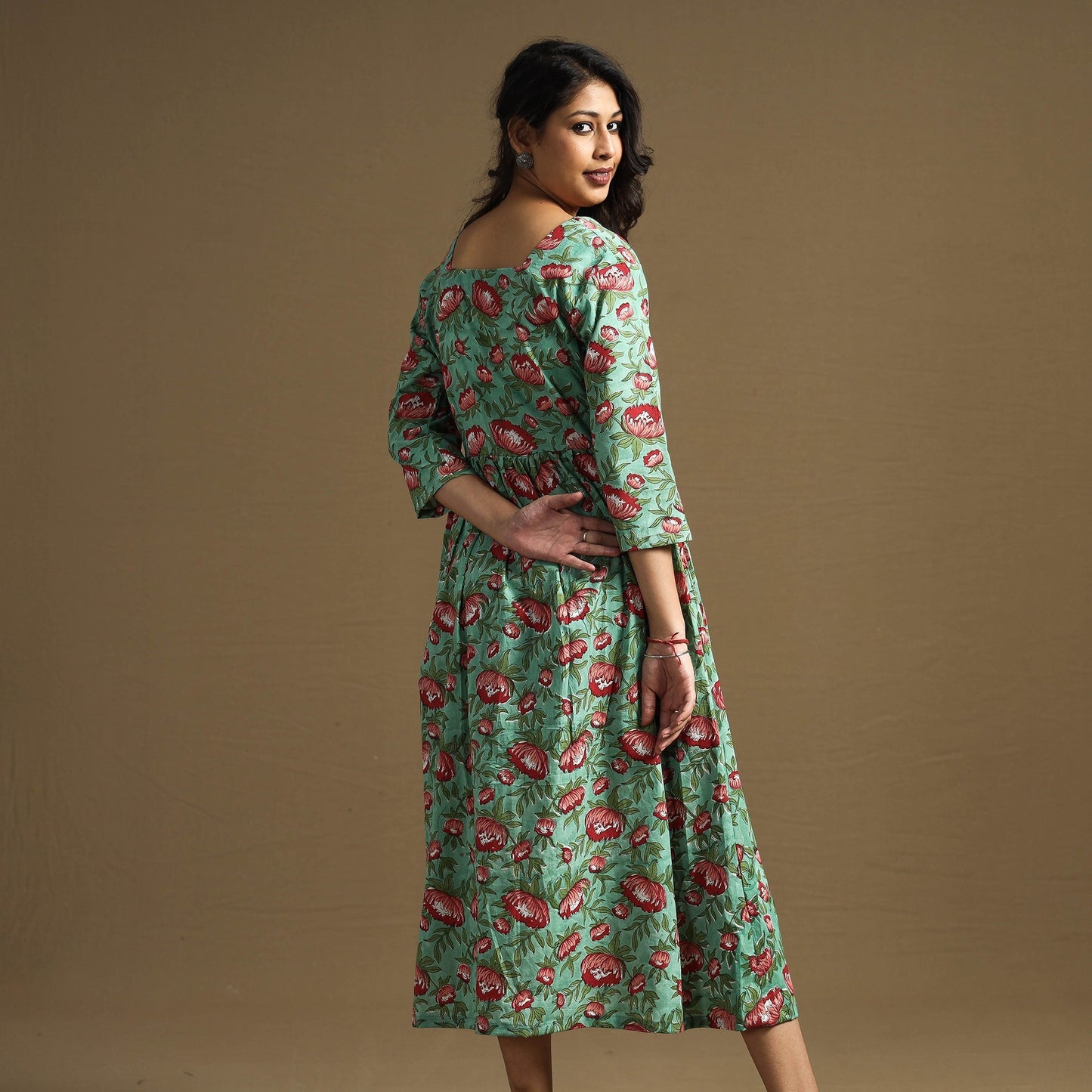 Buy Sanganeri Block Printed Cotton Flared Dress Online at iTokri.com