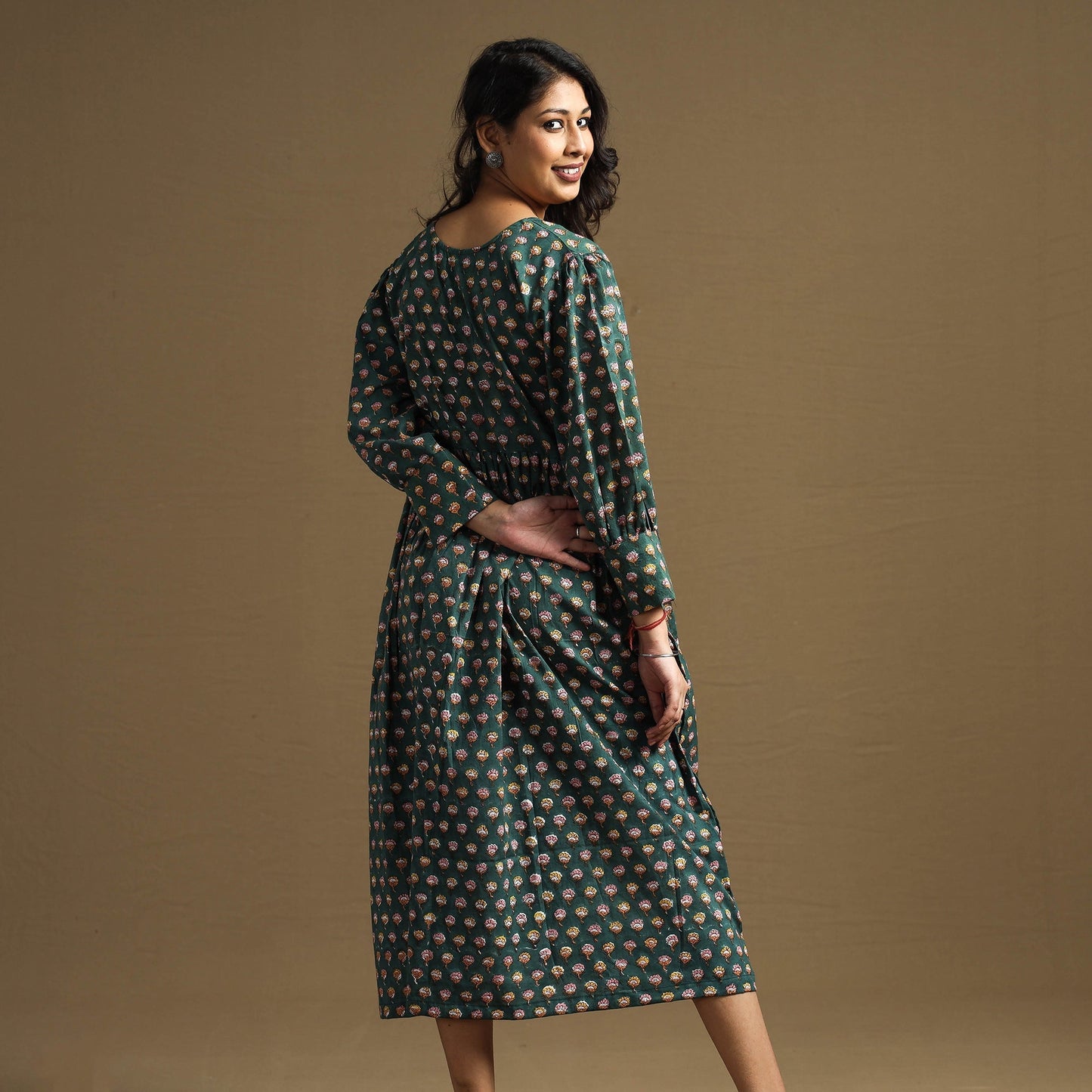 Buy Sanganeri Block Printed Cotton Flared Dress Online at iTokri.com