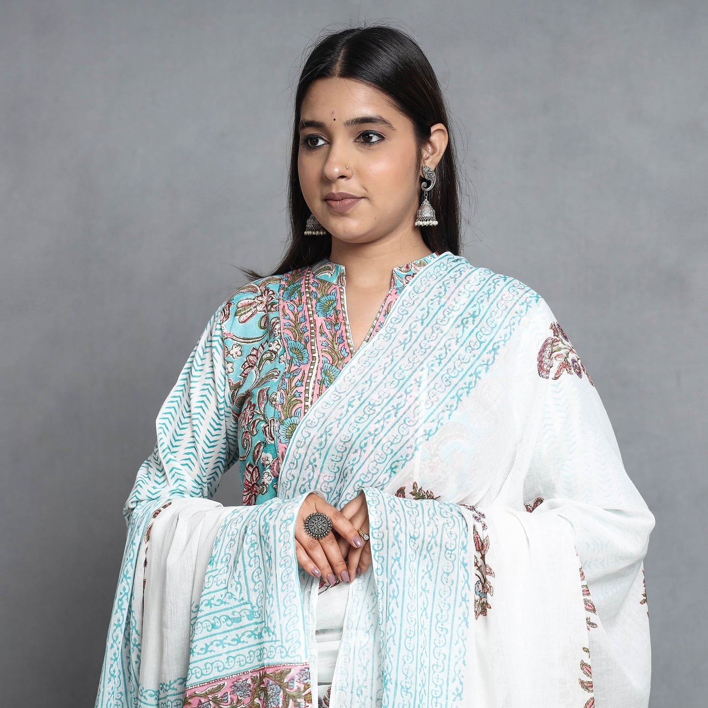 Sanganeri Kurta with Palazzo & Dupatta Set