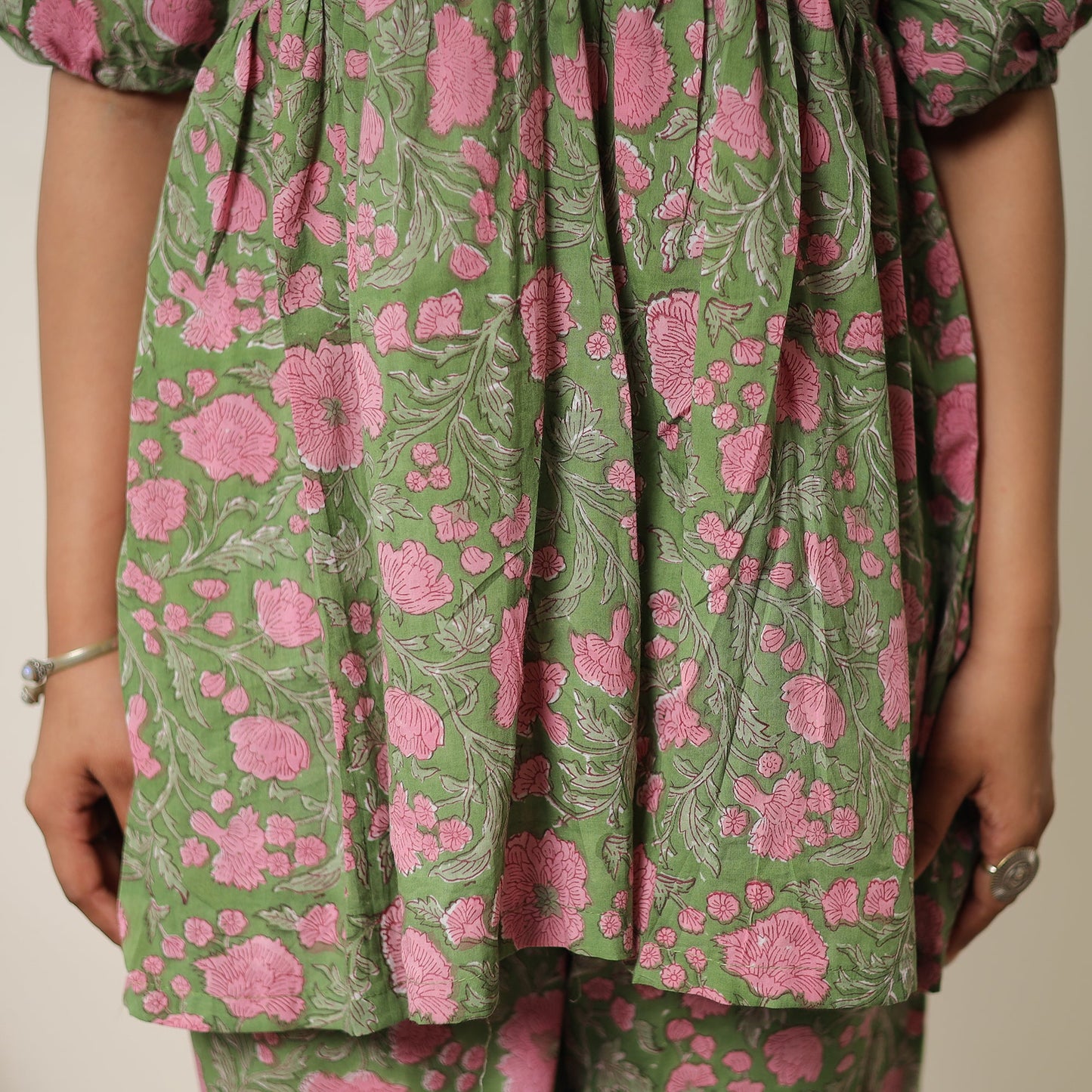 Green - sanganeri block printed cotton co-ord set 27