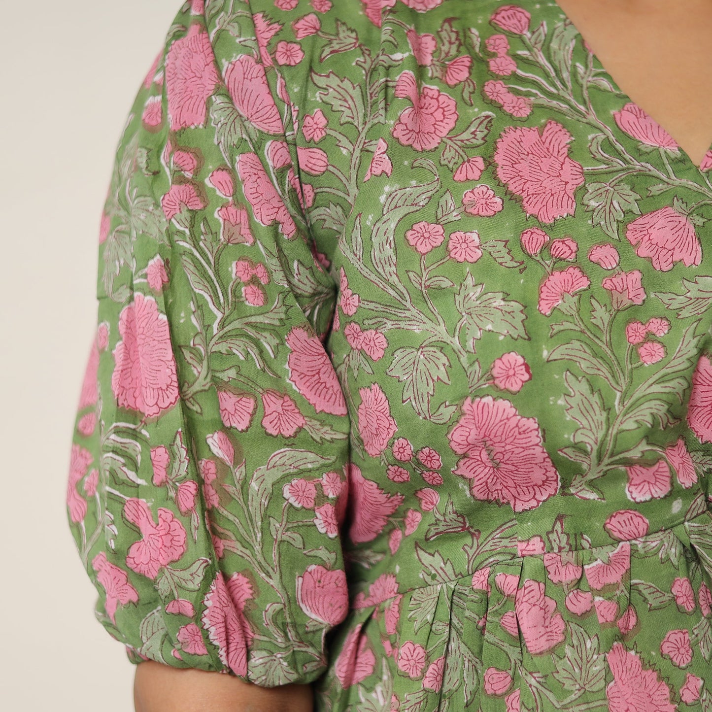 Green - sanganeri block printed cotton co-ord set 27