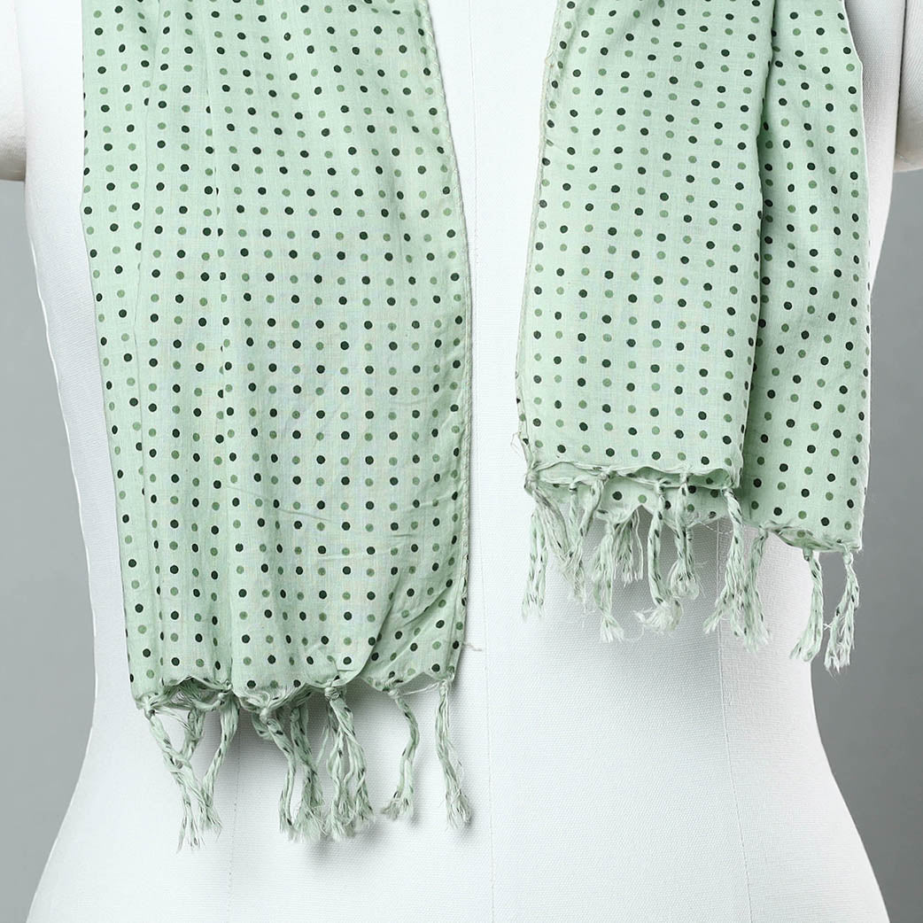 Buy Sanganeri Block Printed Cotton Stole with Tassels 14 Online at iTokri.com