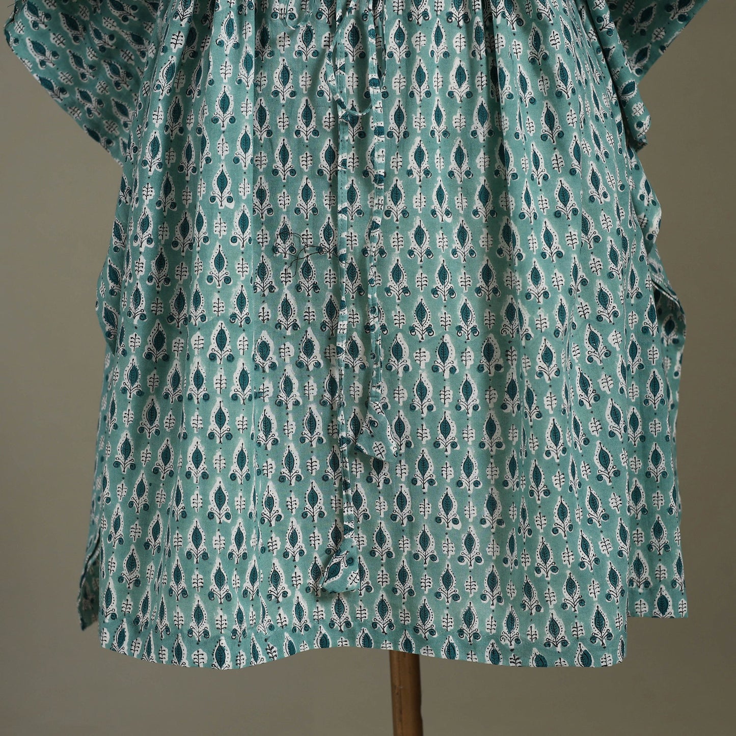 Green Sanganeri Block Print Cotton Kaftan (Medium)