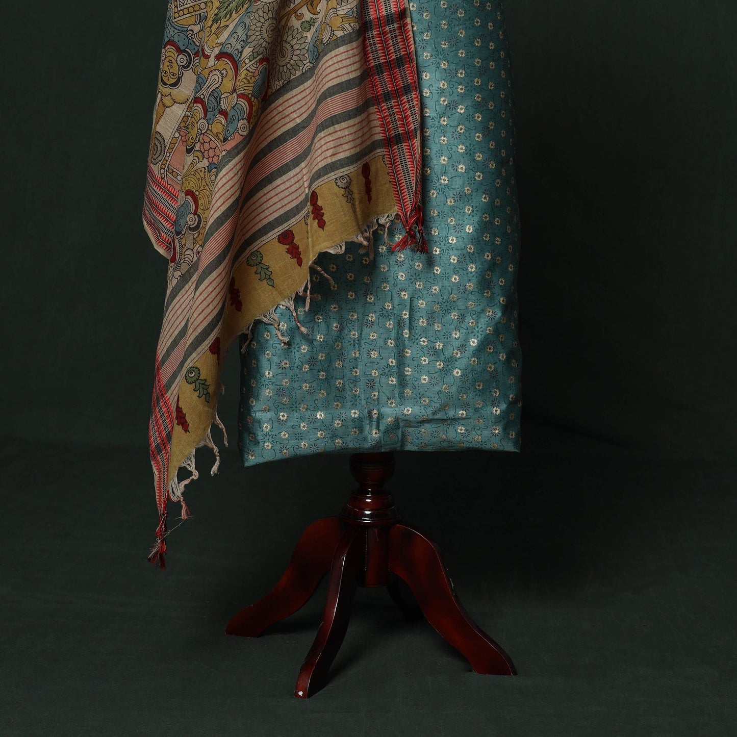 Sanganeri hand block print chanderi silk 2pc unstitched