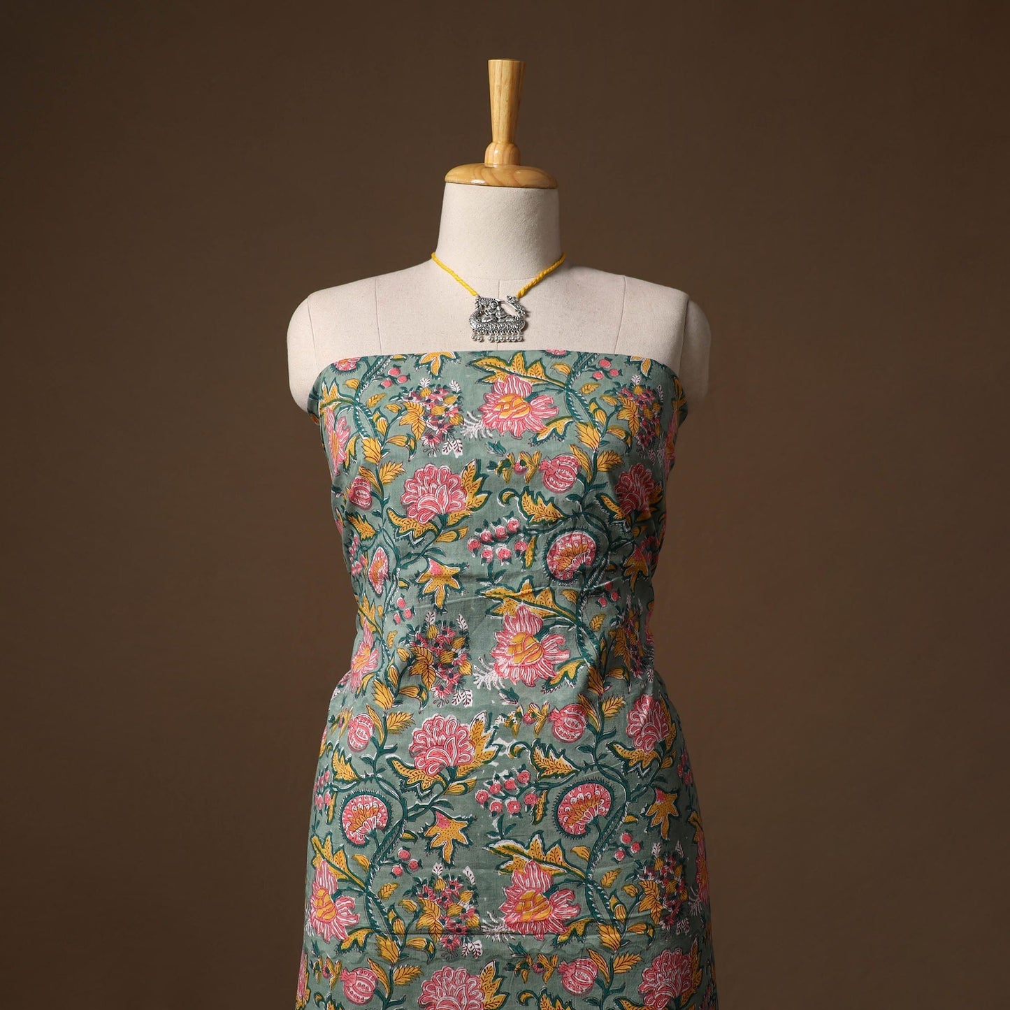 Sanganeri hand block print cotton 2pc unstitched dress