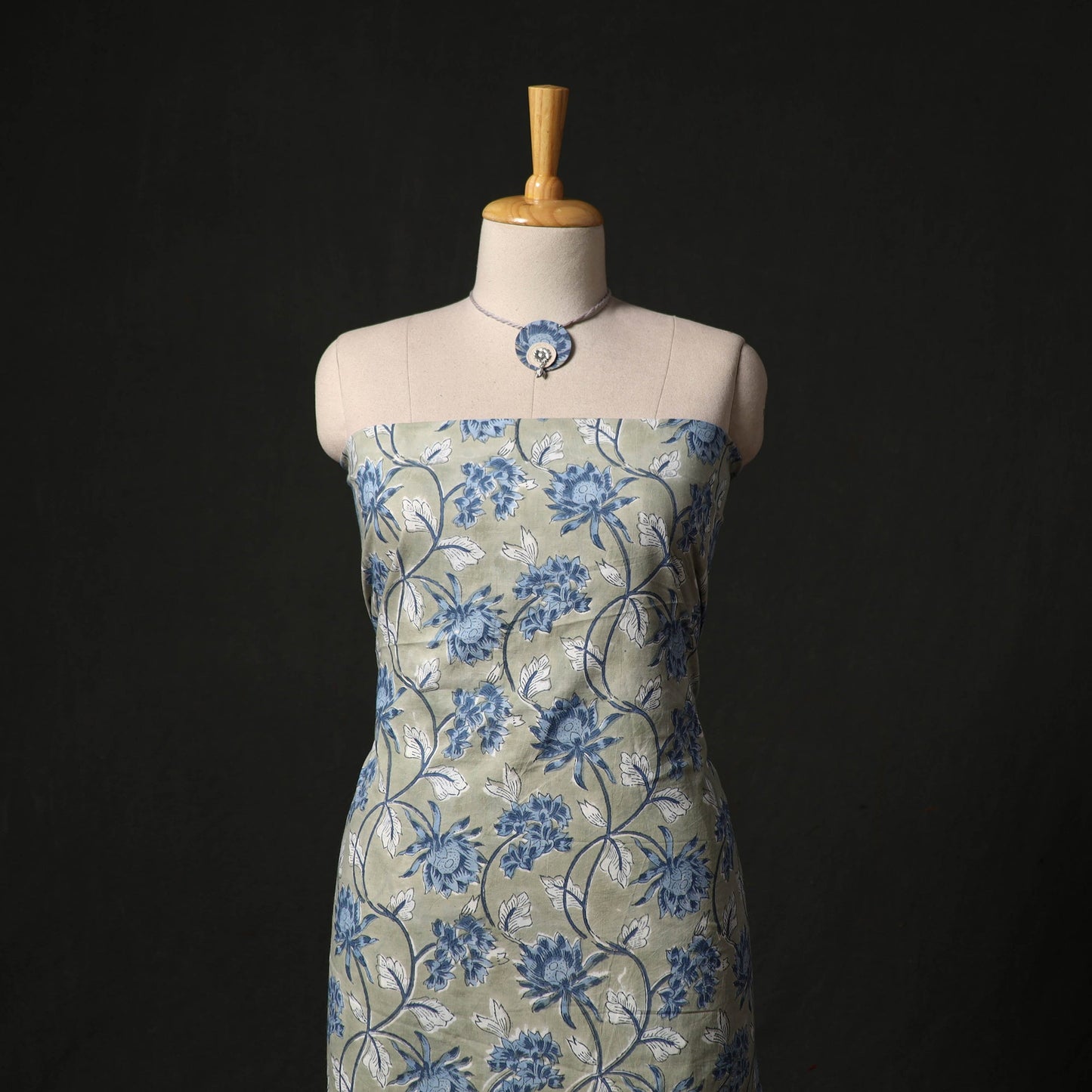 Sanganeri hand block print cotton 2pc unstitched dress