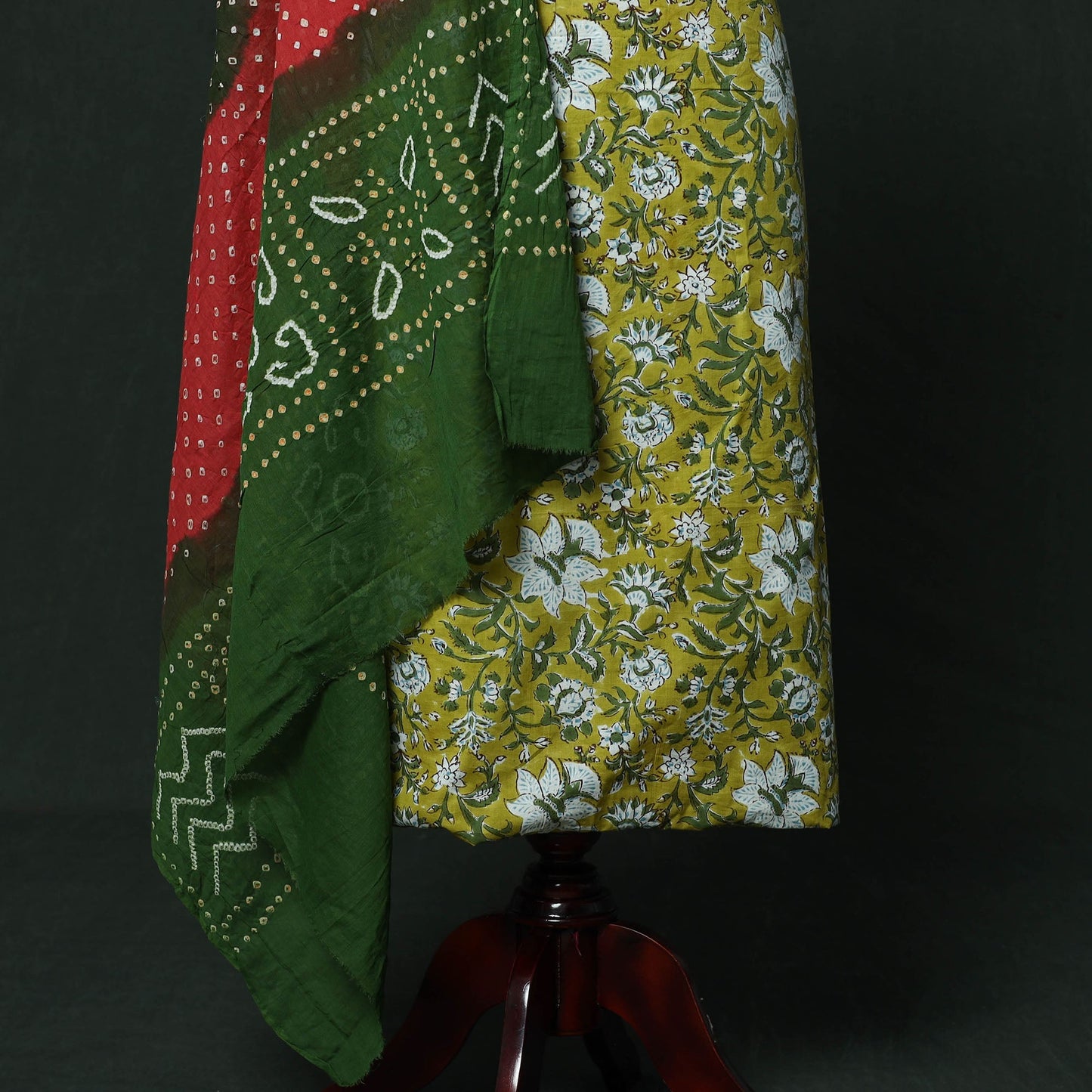 Sanganeri hand block print cotton 2pc unstitched dress